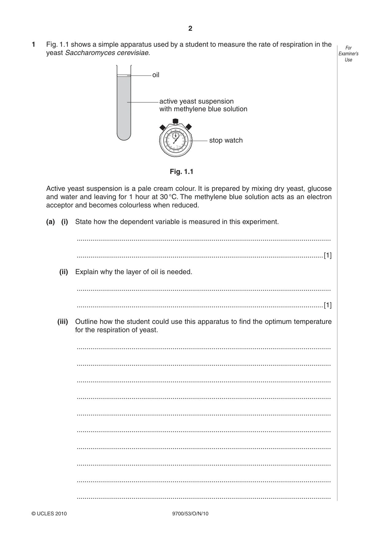 Cambridge A Level Biology 9700 2010 Oct/Nov Paper 5 · Variant 3 question paper, page 2 of 8