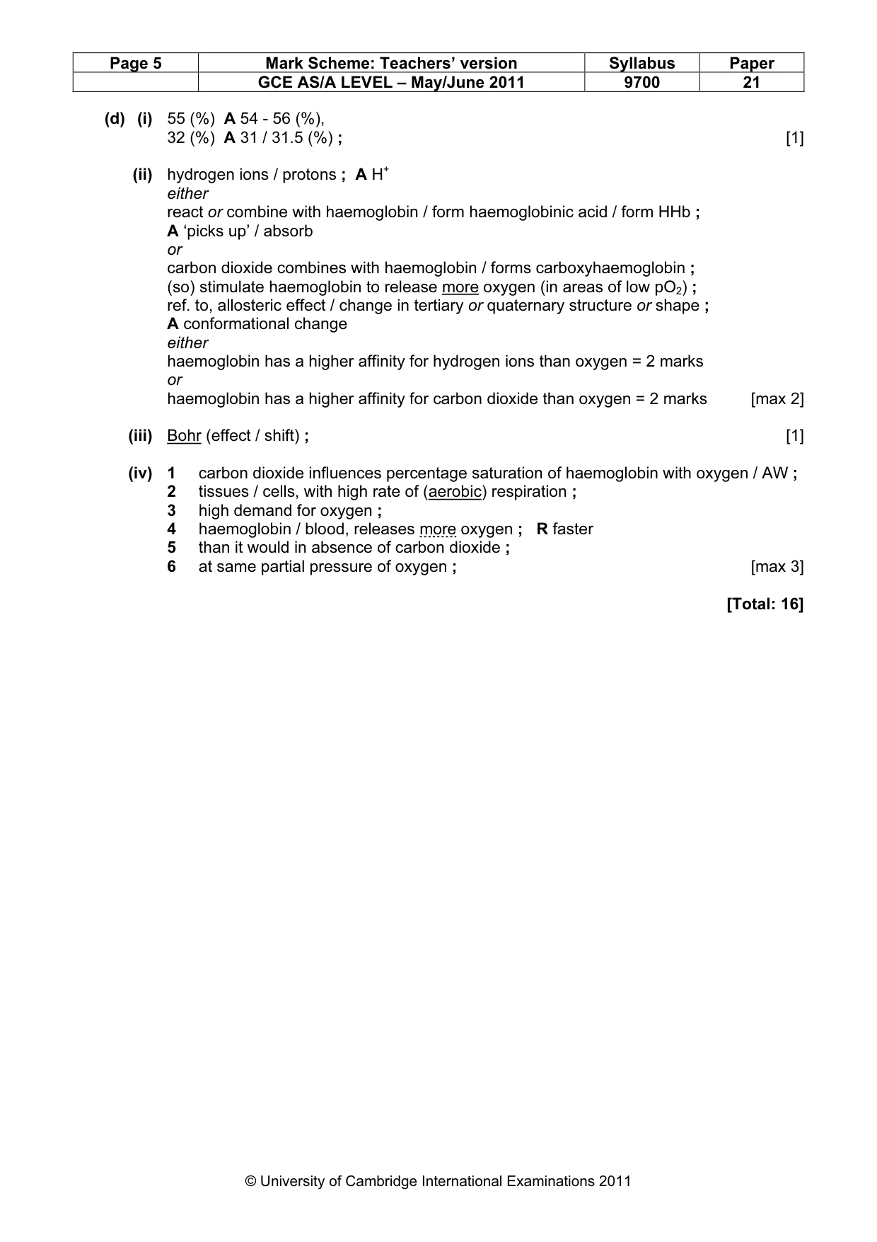 Mark scheme, page 5 of 8