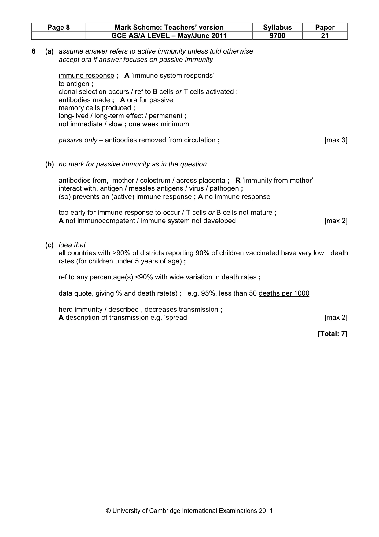 Mark scheme, page 8 of 8