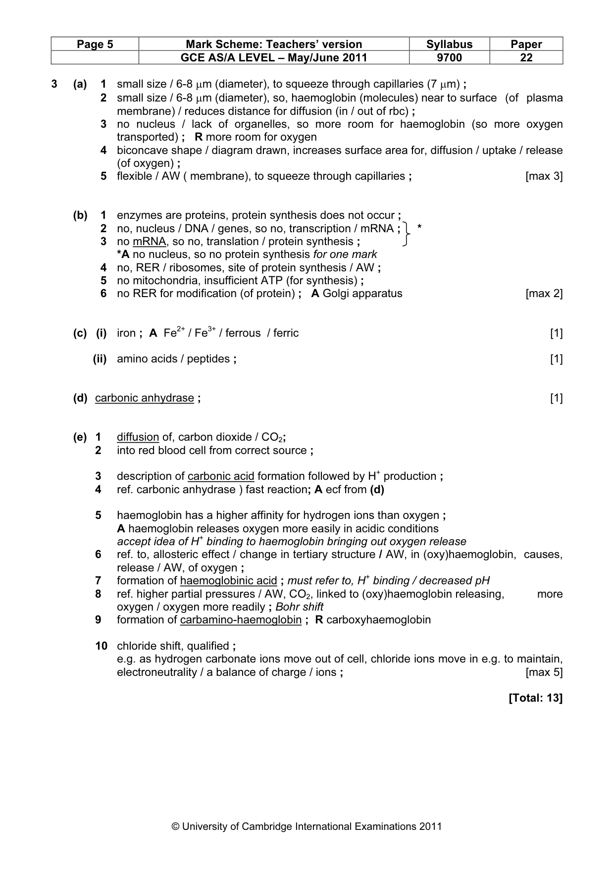 Mark scheme, page 5 of 8