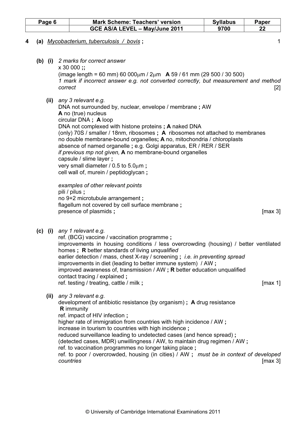 Mark scheme, page 6 of 8