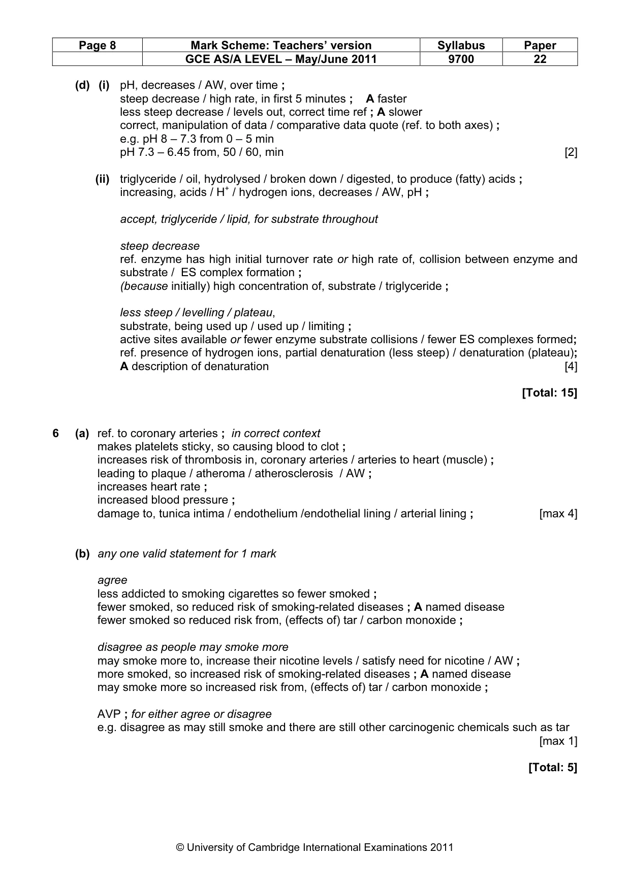 Mark scheme, page 8 of 8