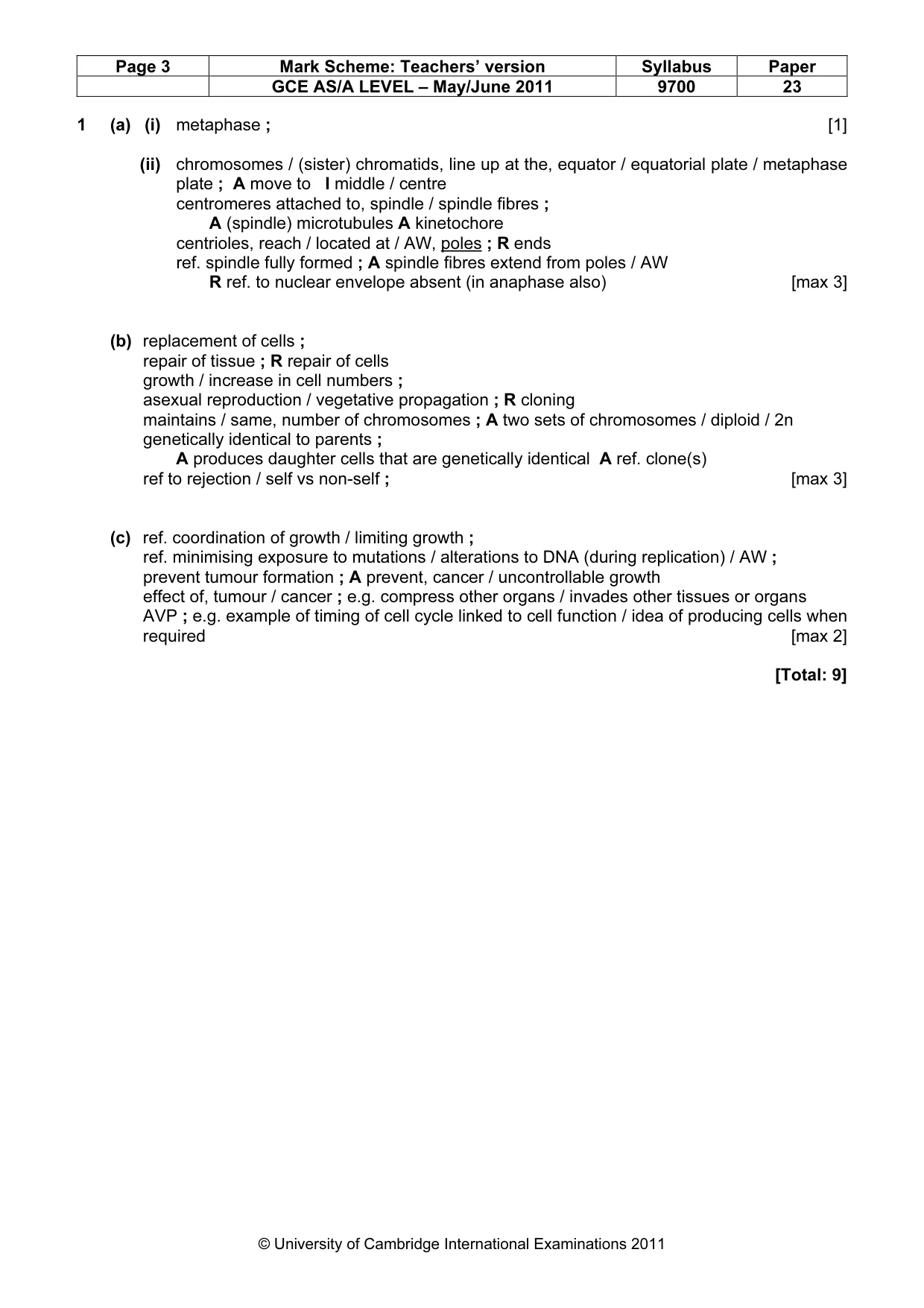 Mark scheme, page 3 of 8