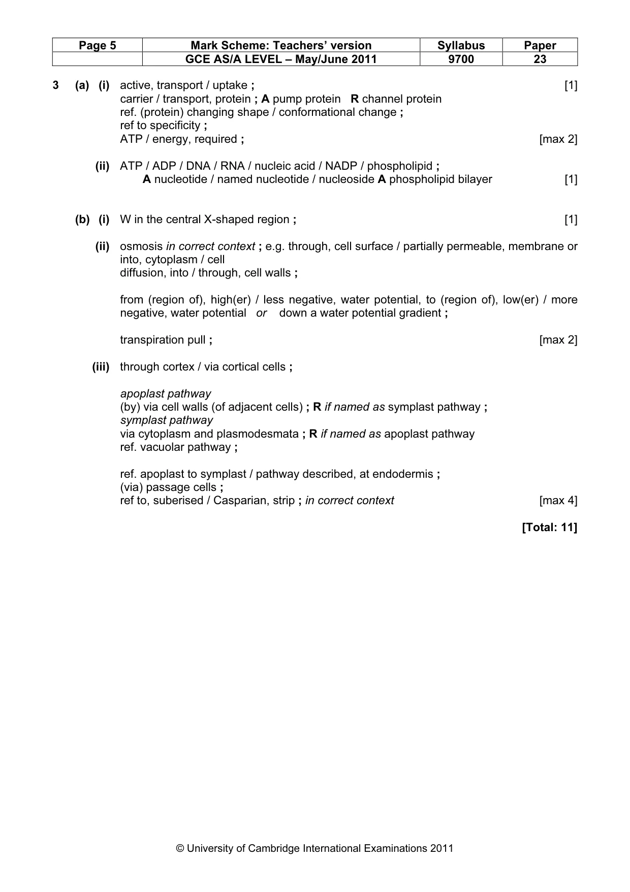 Mark scheme, page 5 of 8