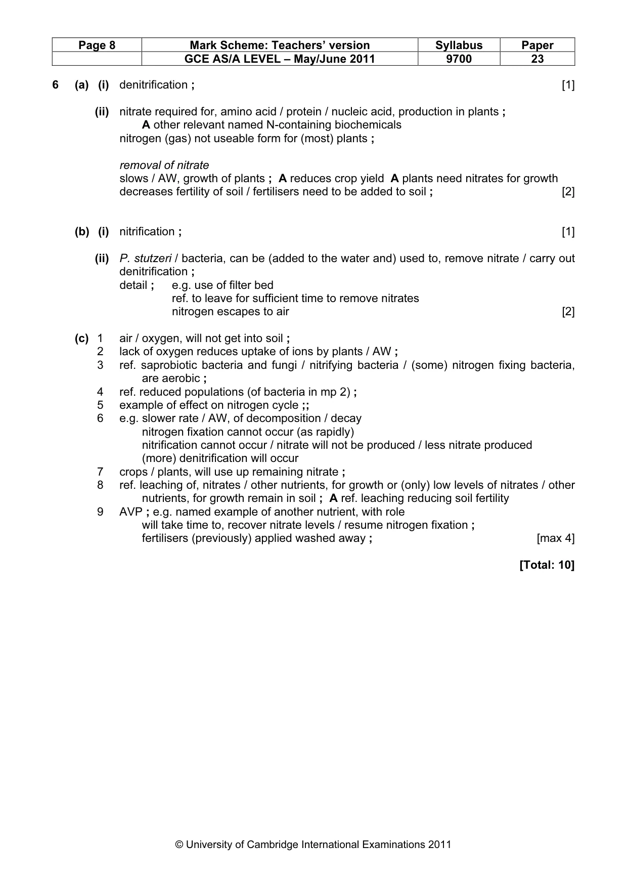 Mark scheme, page 8 of 8