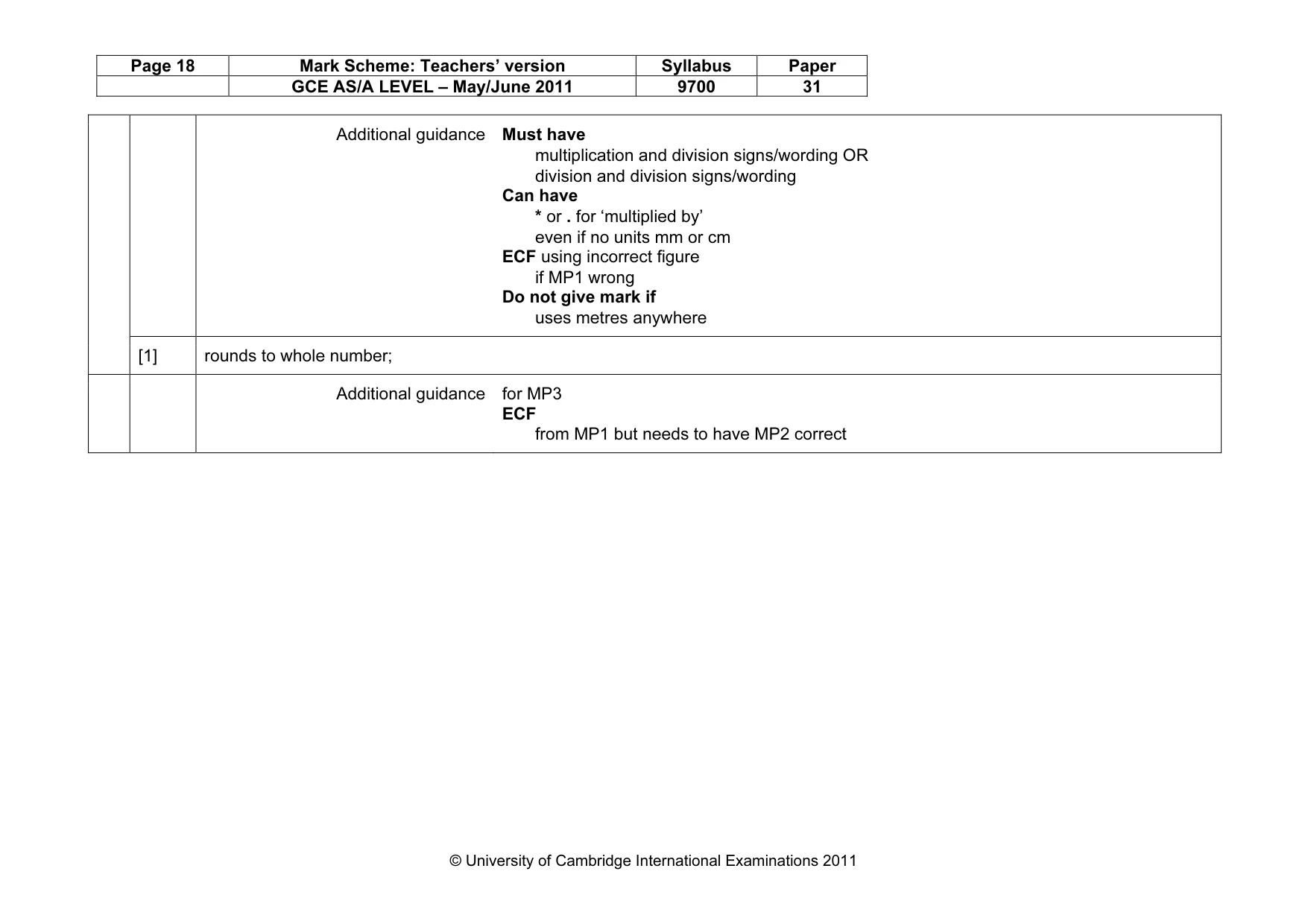 Mark scheme, page 18 of 20