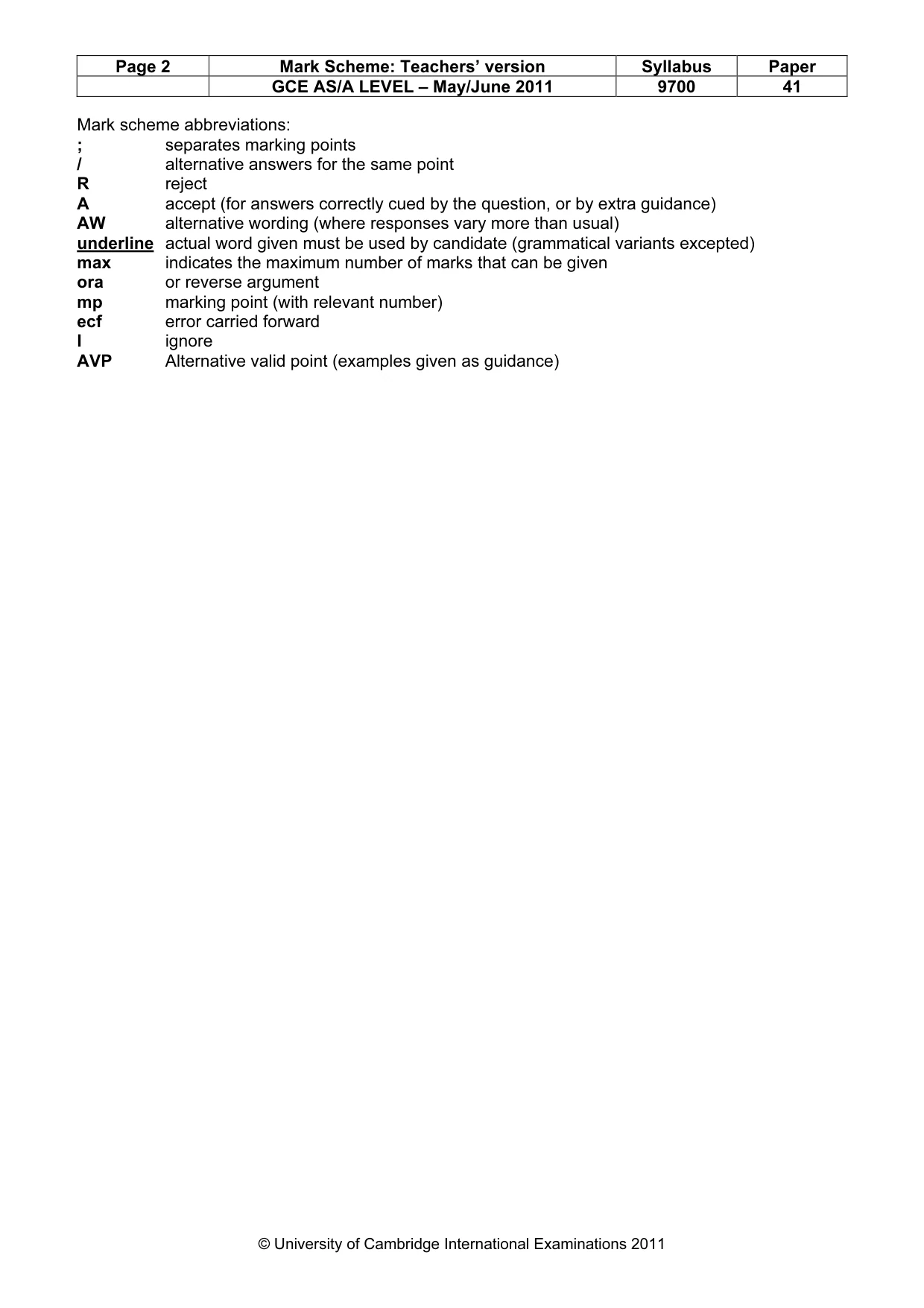 Mark scheme, page 2 of 9