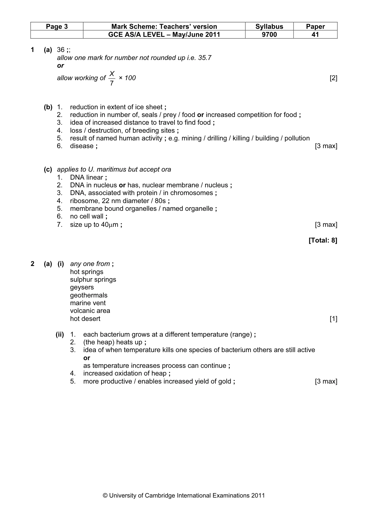 Mark scheme, page 3 of 9
