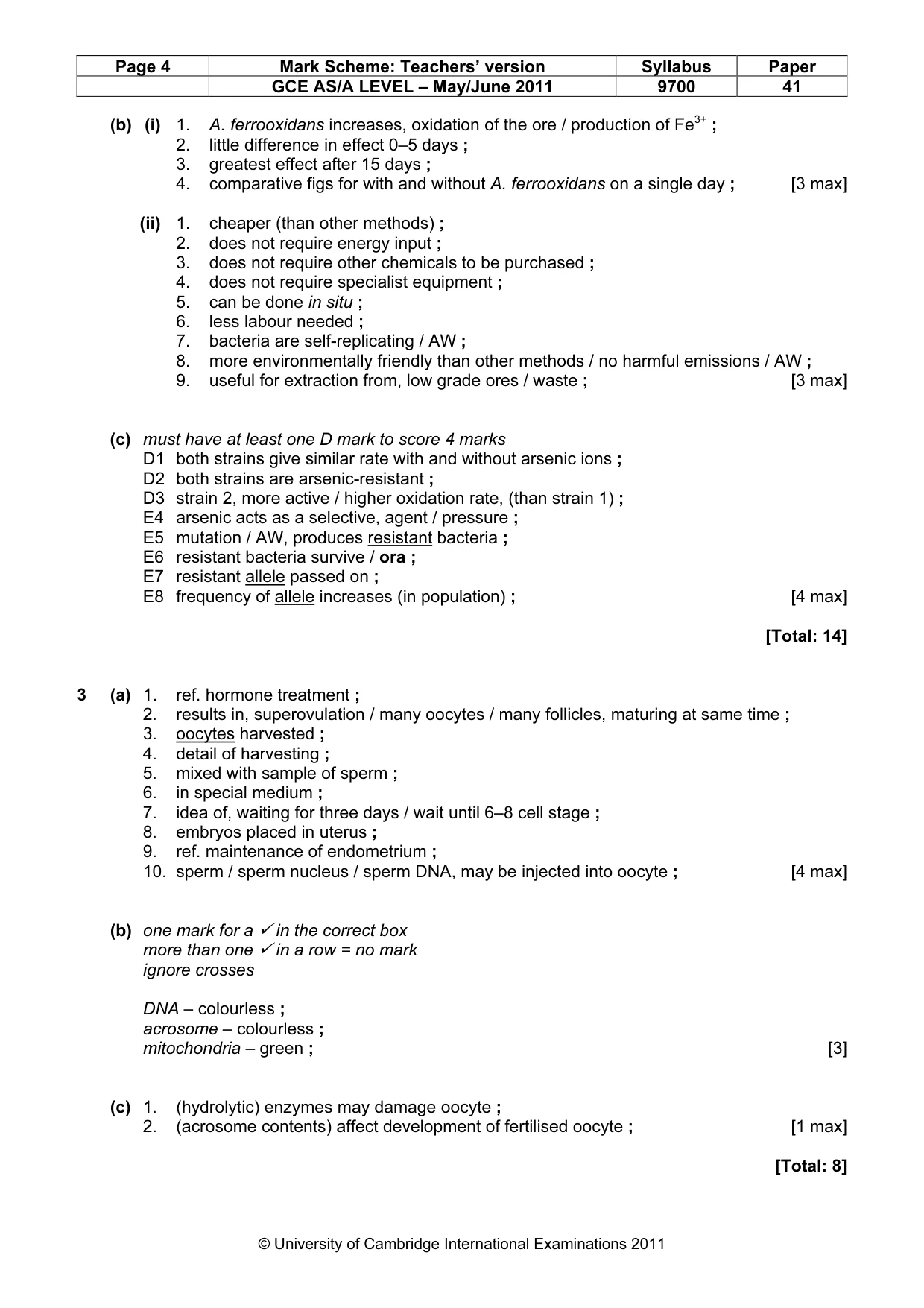 Mark scheme, page 4 of 9