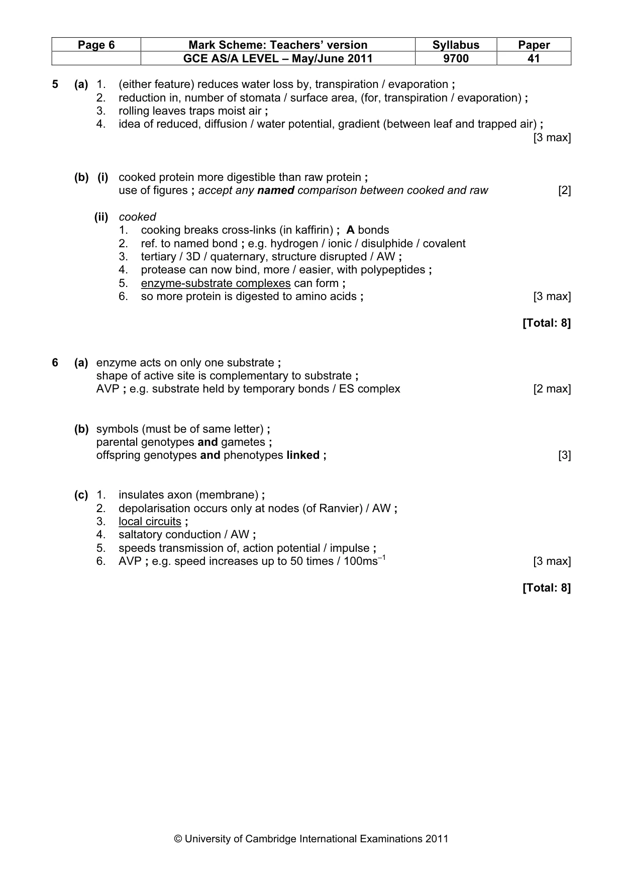 Mark scheme, page 6 of 9
