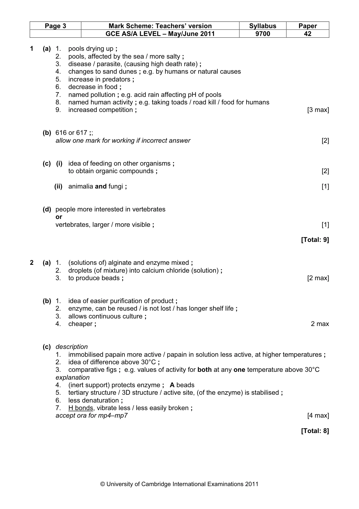 Mark scheme, page 3 of 9