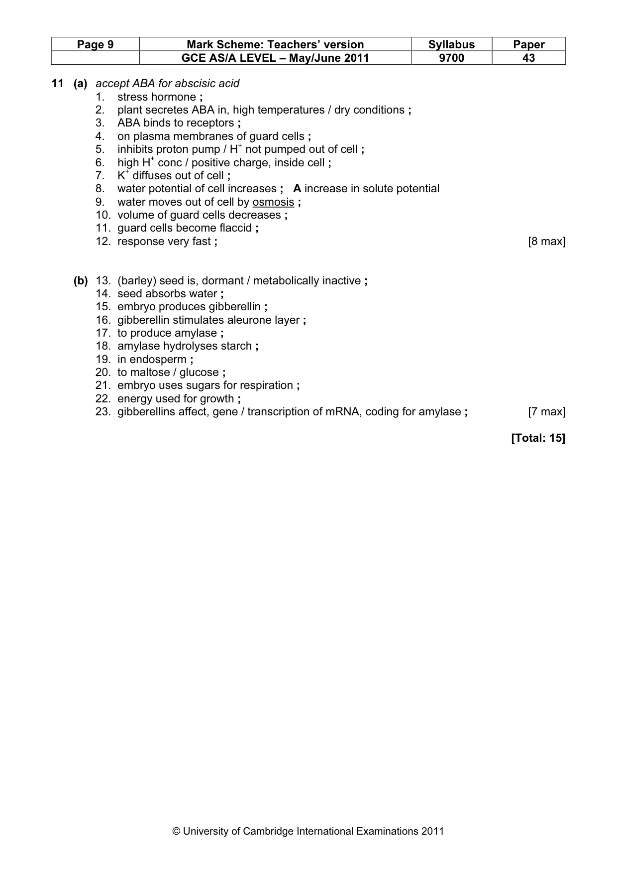 Mark scheme, page 9 of 9
