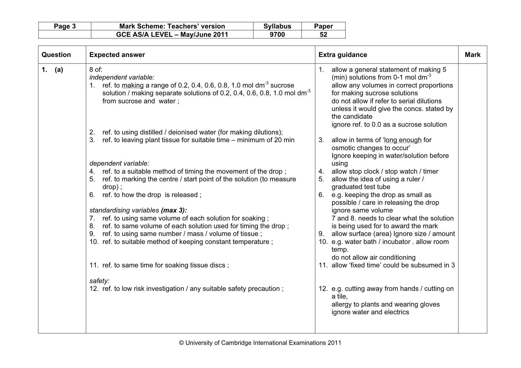 Mark scheme, page 3 of 7