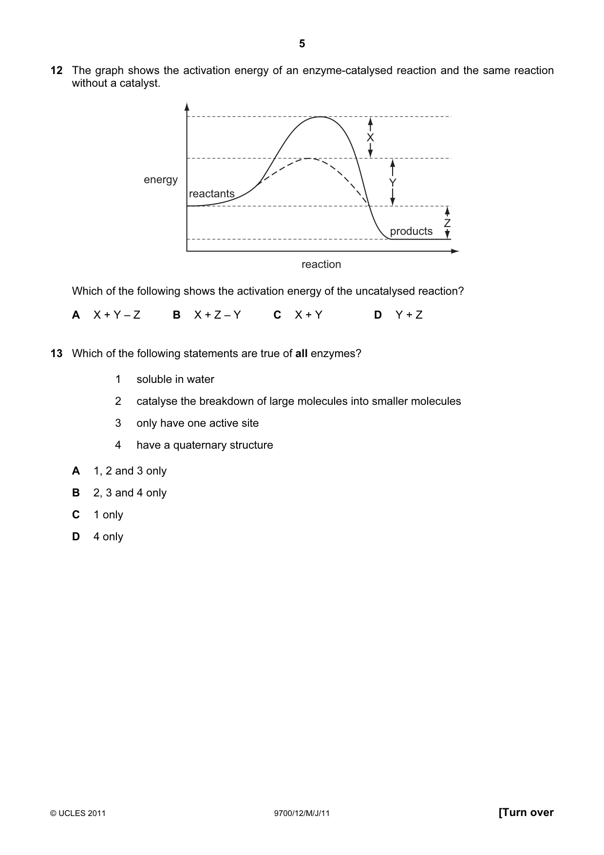 Cambridge A Level Biology 9700 2011 May/June Paper 1 · Variant 2 question paper, page 5 of 16