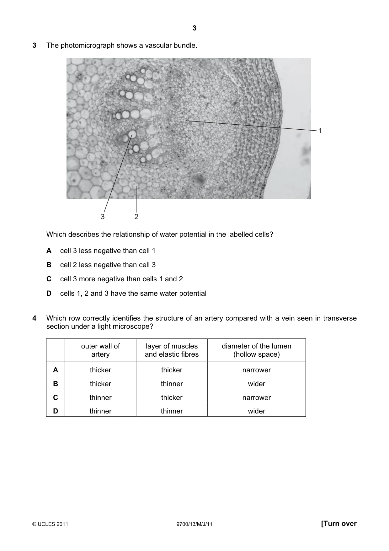 Cambridge A Level Biology 9700 2011 May/June Paper 1 · Variant 3 question paper, page 3 of 16