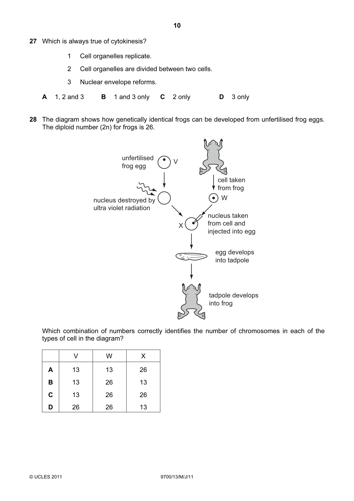 Cambridge A Level Biology 9700 2011 May/June Paper 1 · Variant 3 question paper, page 10 of 16