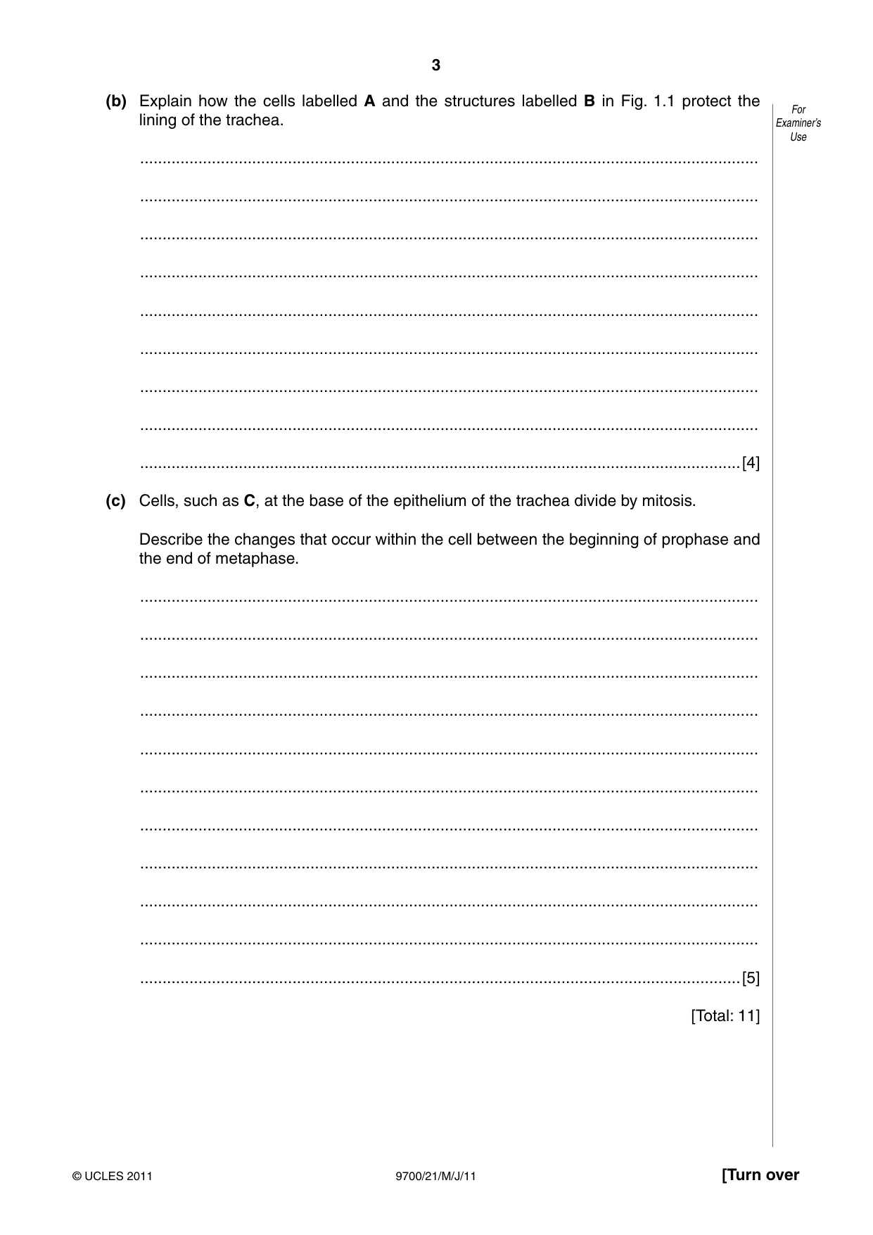 Cambridge A Level Biology 9700 2011 May/June Paper 2 · Variant 1 question paper, page 3 of 16