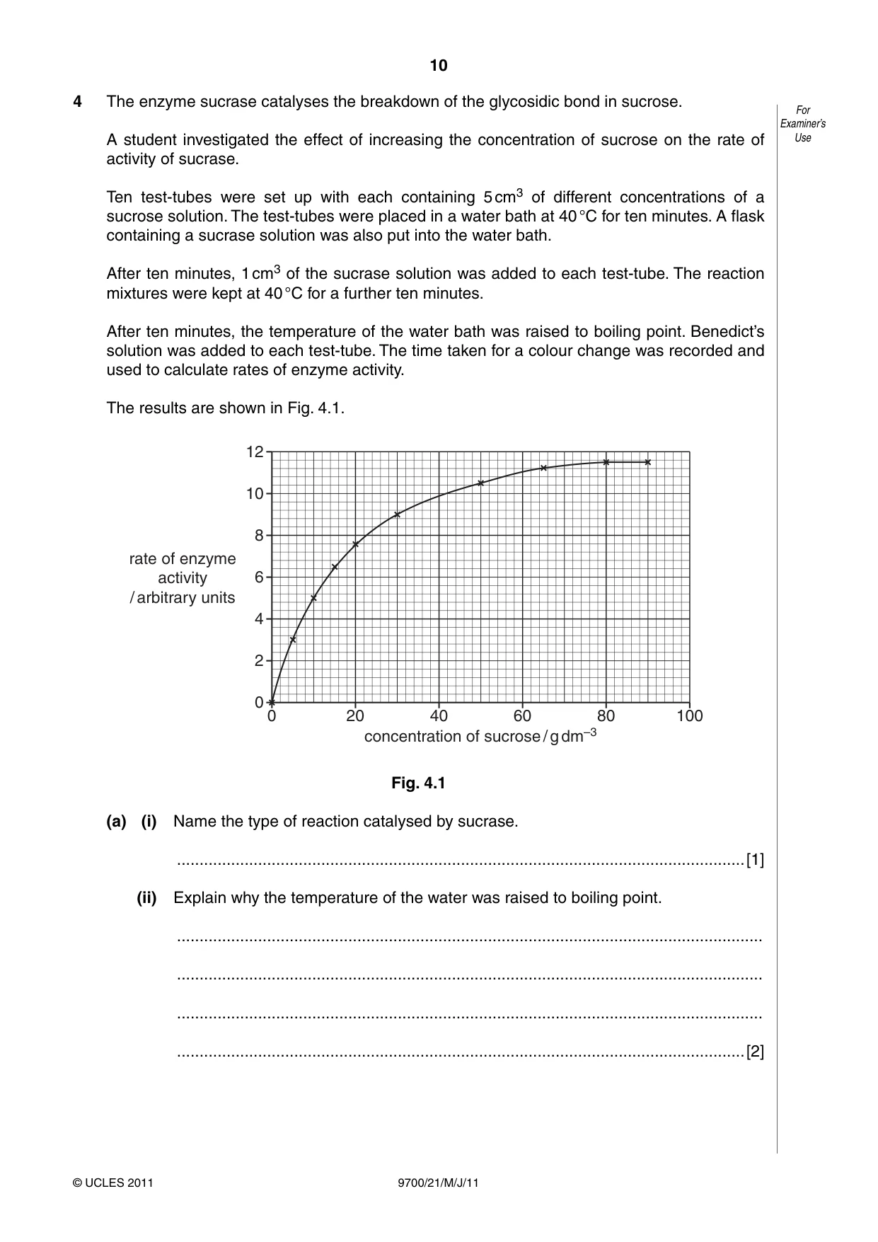 Cambridge A Level Biology 9700 2011 May/June Paper 2 · Variant 1 question paper, page 10 of 16