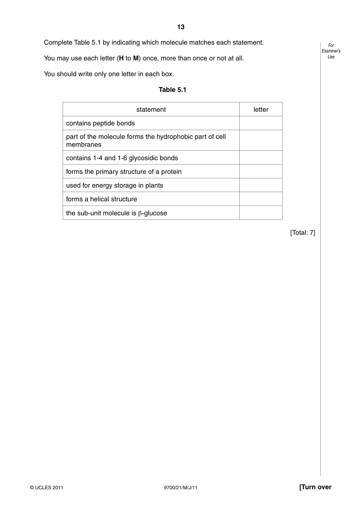 Cambridge A Level Biology 9700 2011 May/June Paper 2 · Variant 1 question paper, page 13 of 16