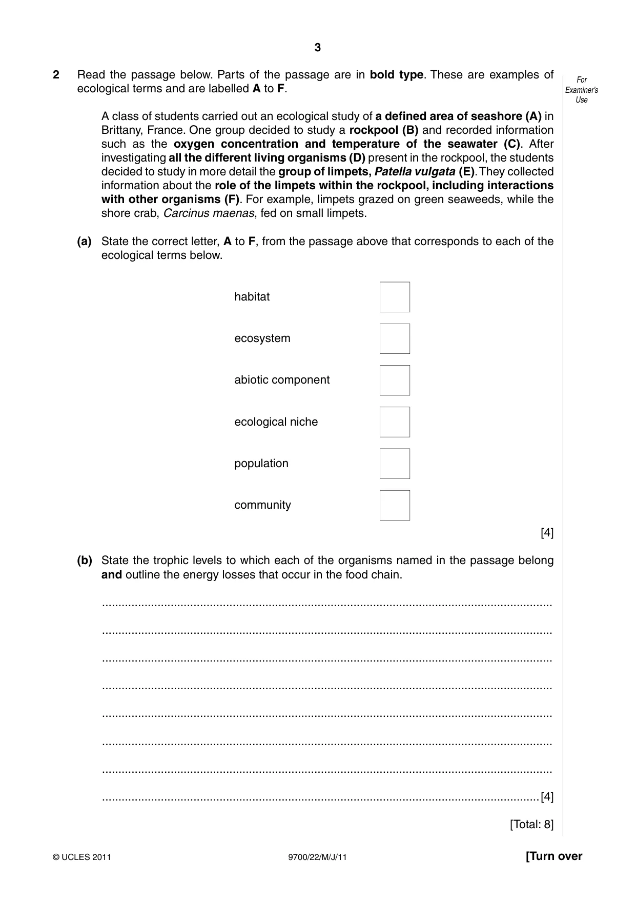 Cambridge A Level Biology 9700 2011 May/June Paper 2 · Variant 2 question paper, page 3 of 16