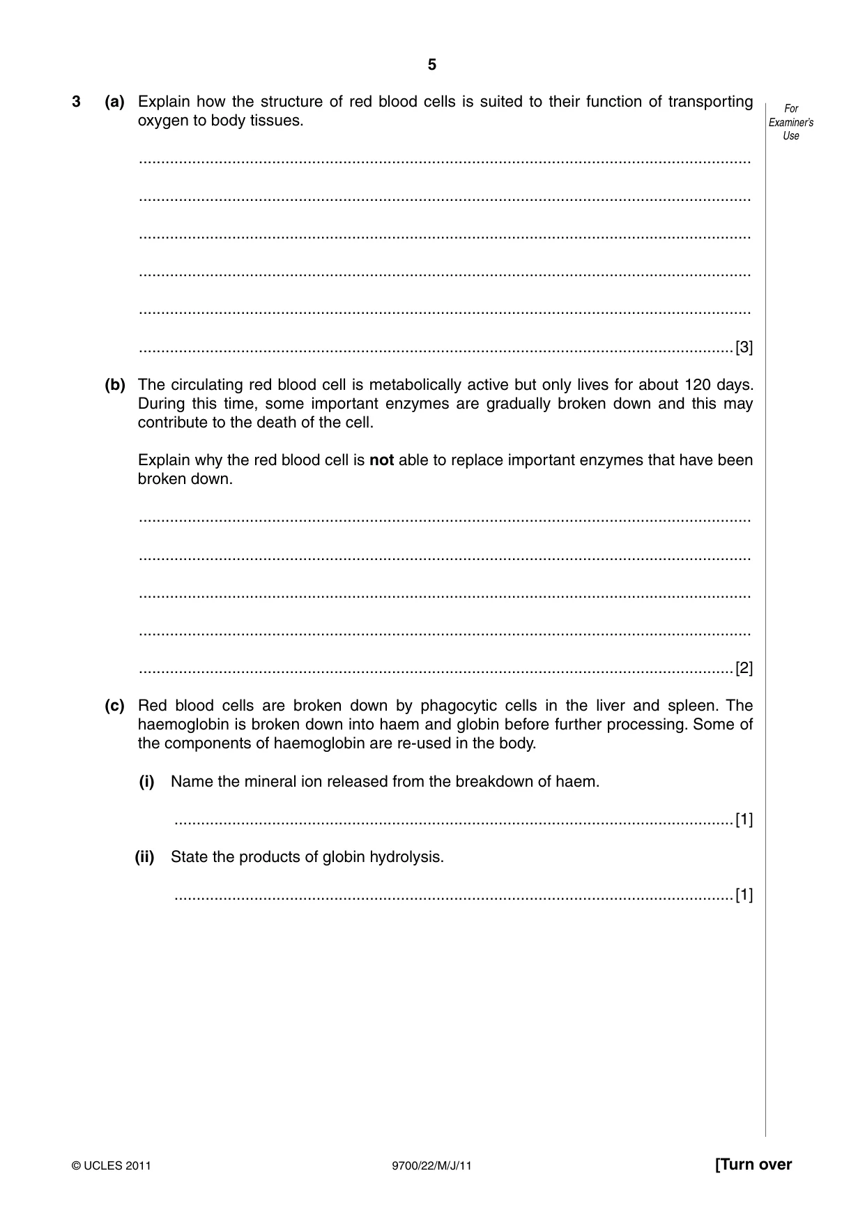 Cambridge A Level Biology 9700 2011 May/June Paper 2 · Variant 2 question paper, page 5 of 16