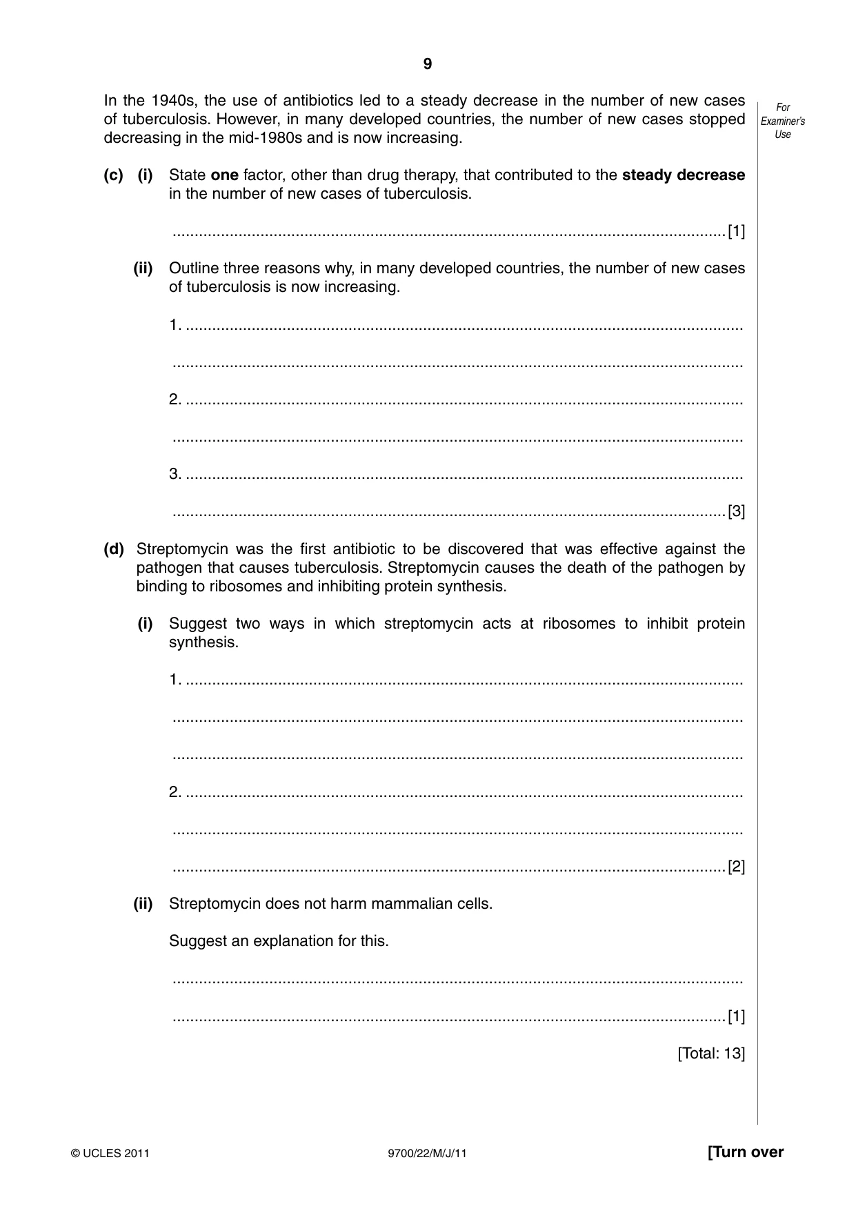 Cambridge A Level Biology 9700 2011 May/June Paper 2 · Variant 2 question paper, page 9 of 16