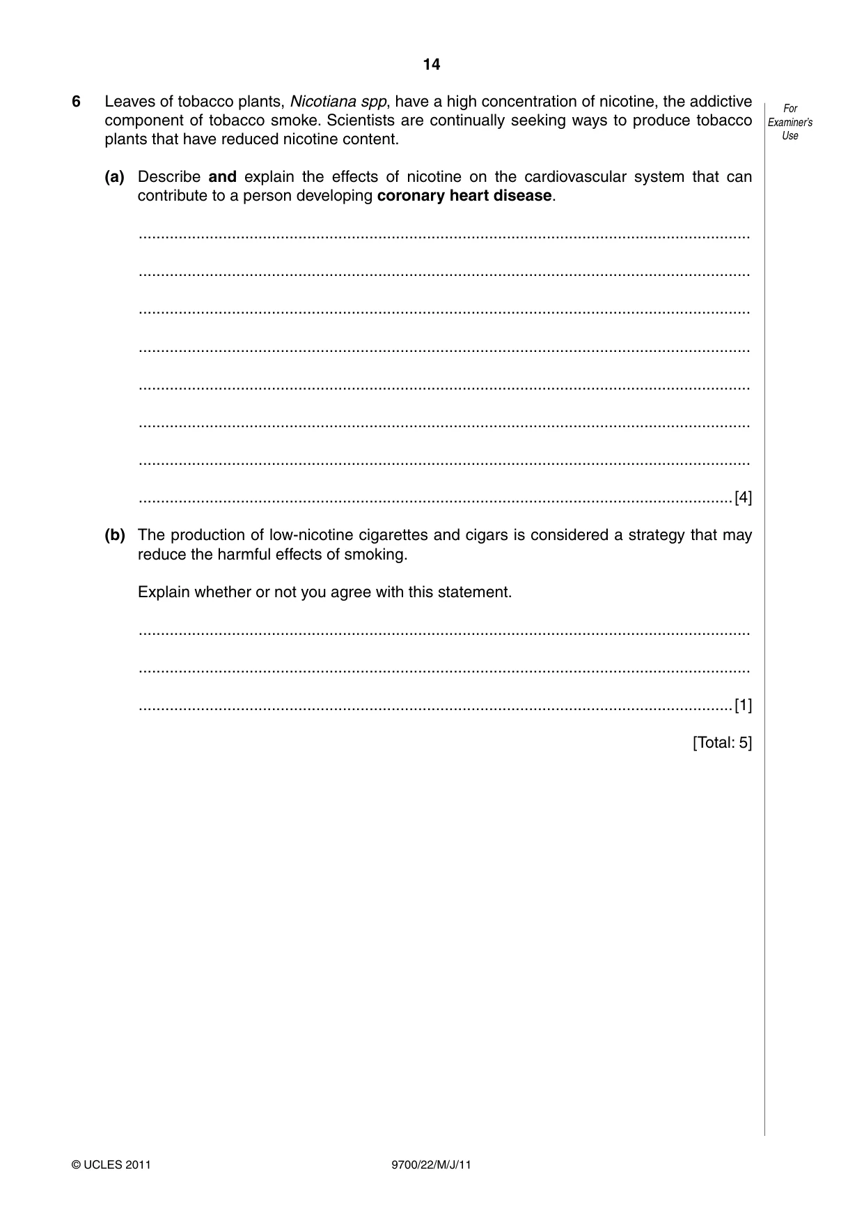Cambridge A Level Biology 9700 2011 May/June Paper 2 · Variant 2 question paper, page 14 of 16