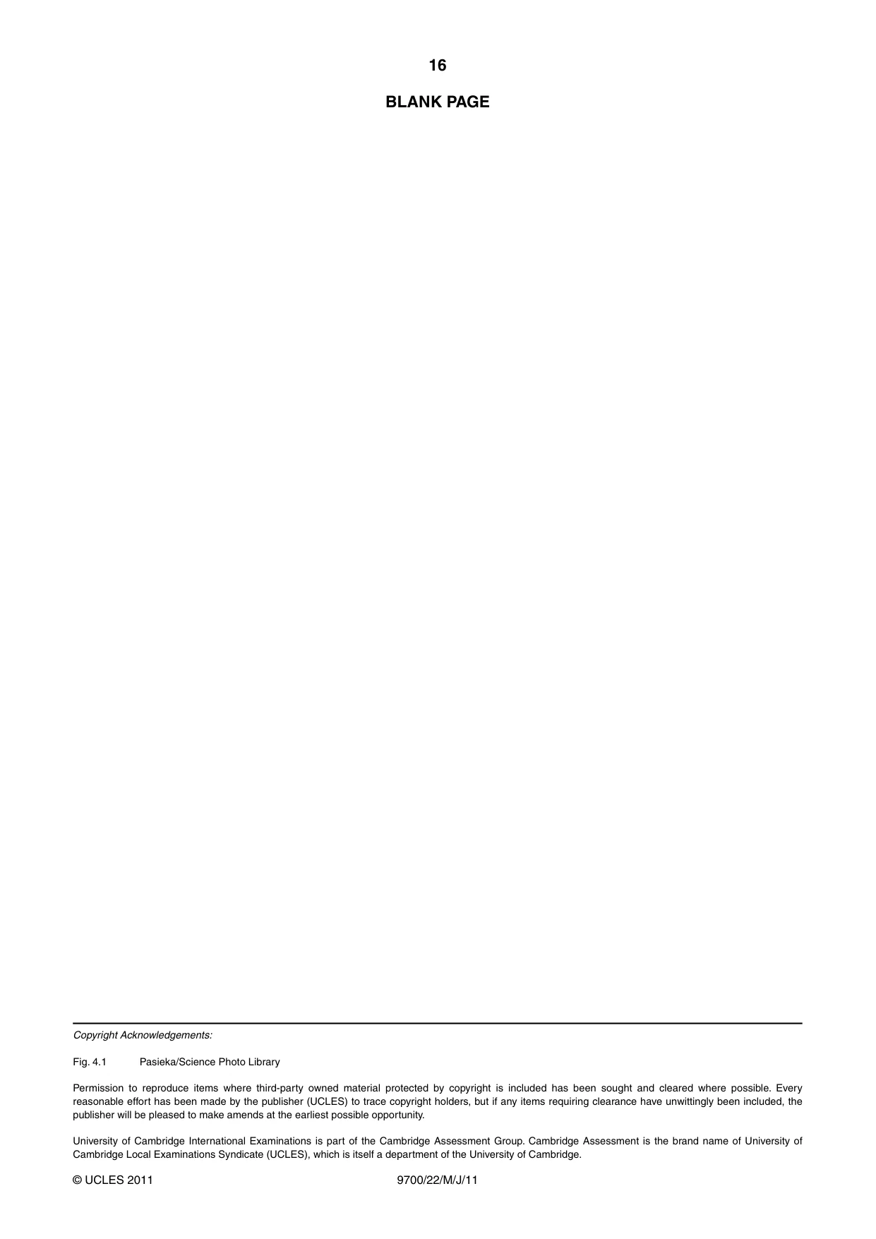 Cambridge A Level Biology 9700 2011 May/June Paper 2 · Variant 2 question paper, page 16 of 16