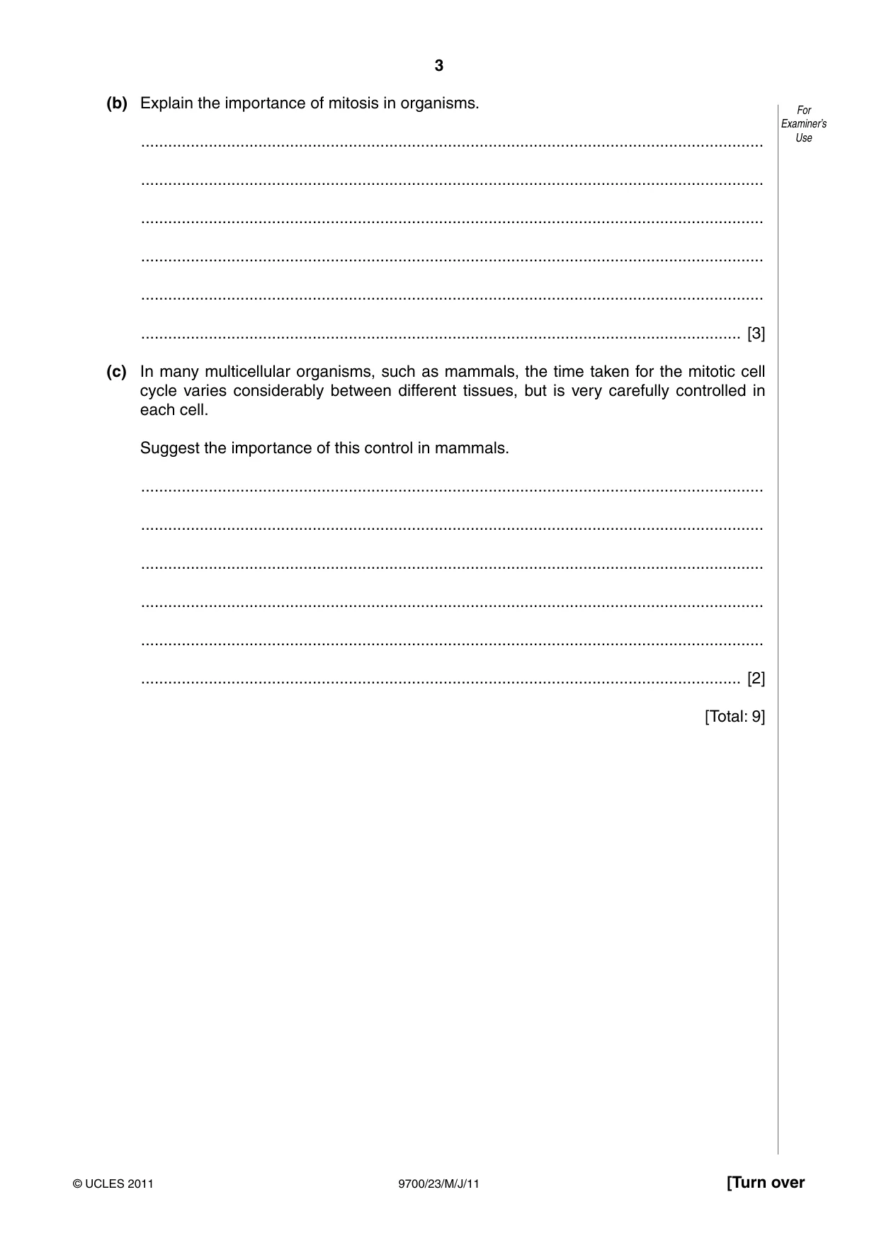 Cambridge A Level Biology 9700 2011 May/June Paper 2 · Variant 3 question paper, page 3 of 16