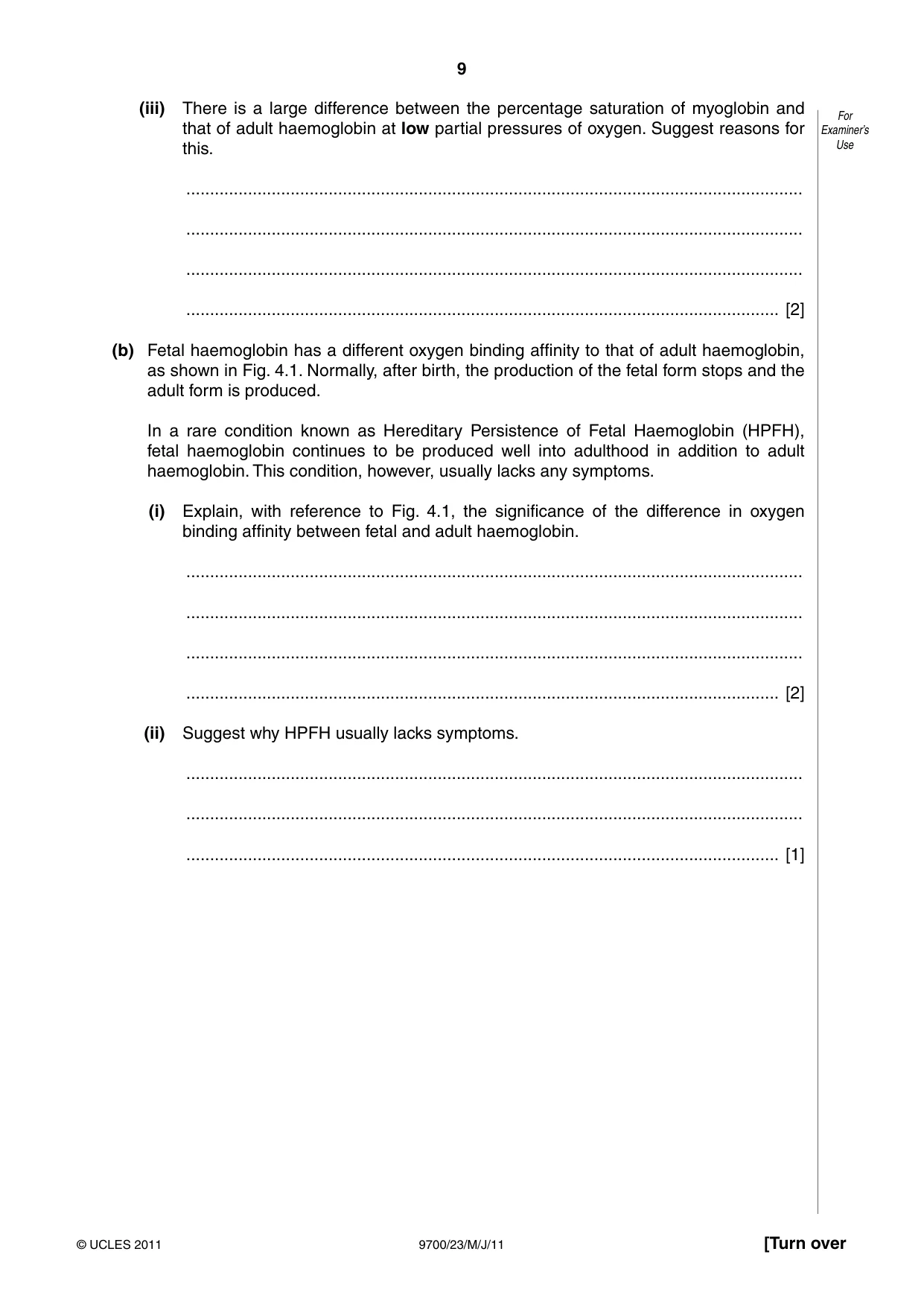Cambridge A Level Biology 9700 2011 May/June Paper 2 · Variant 3 question paper, page 9 of 16