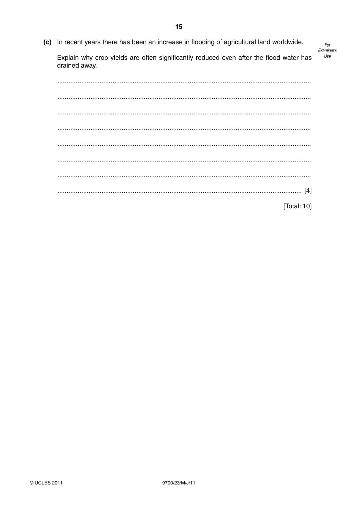 Cambridge A Level Biology 9700 2011 May/June Paper 2 · Variant 3 question paper, page 15 of 16