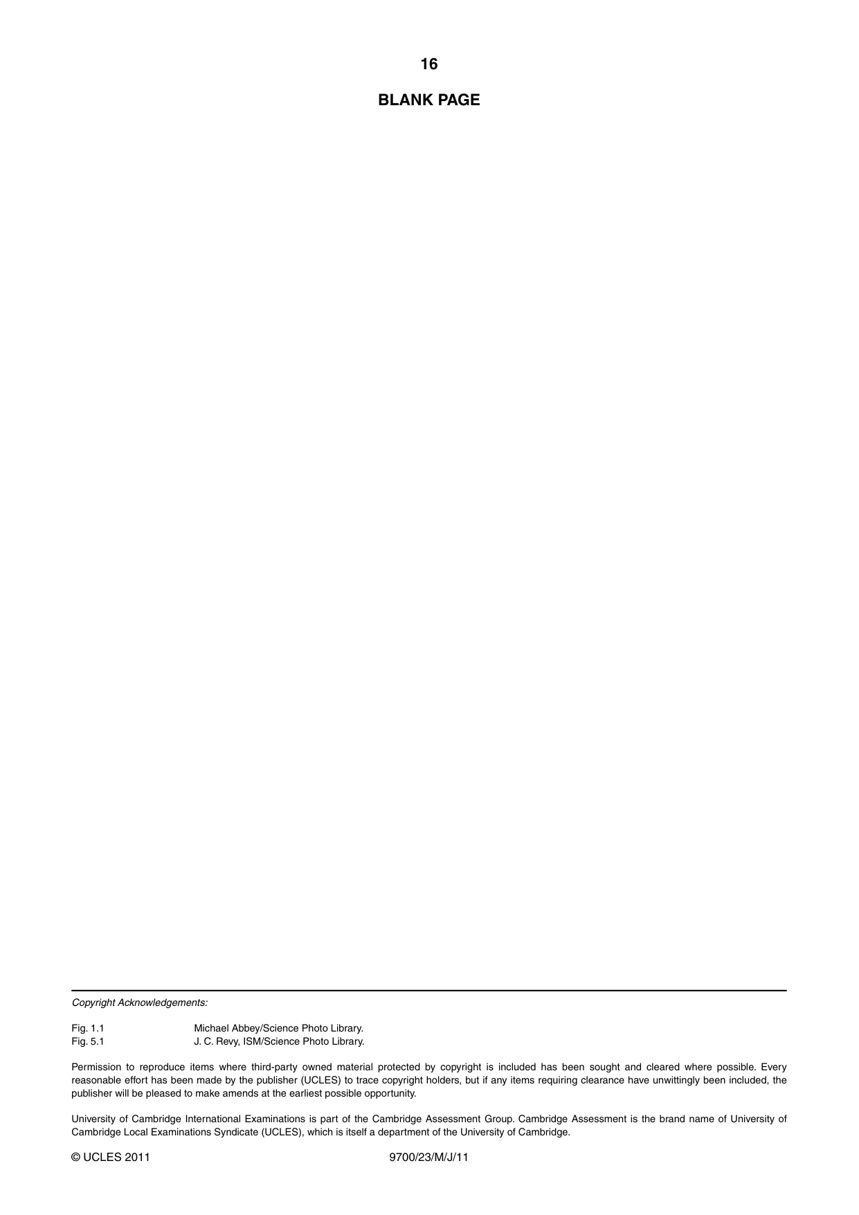 Cambridge A Level Biology 9700 2011 May/June Paper 2 · Variant 3 question paper, page 16 of 16