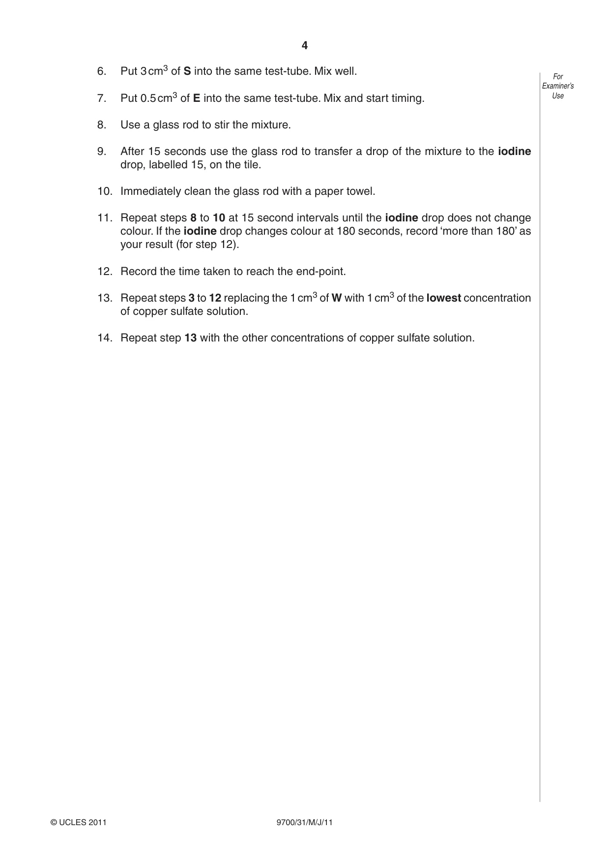 Cambridge A Level Biology 9700 2011 May/June Paper 3 · Variant 1 question paper, page 4 of 12