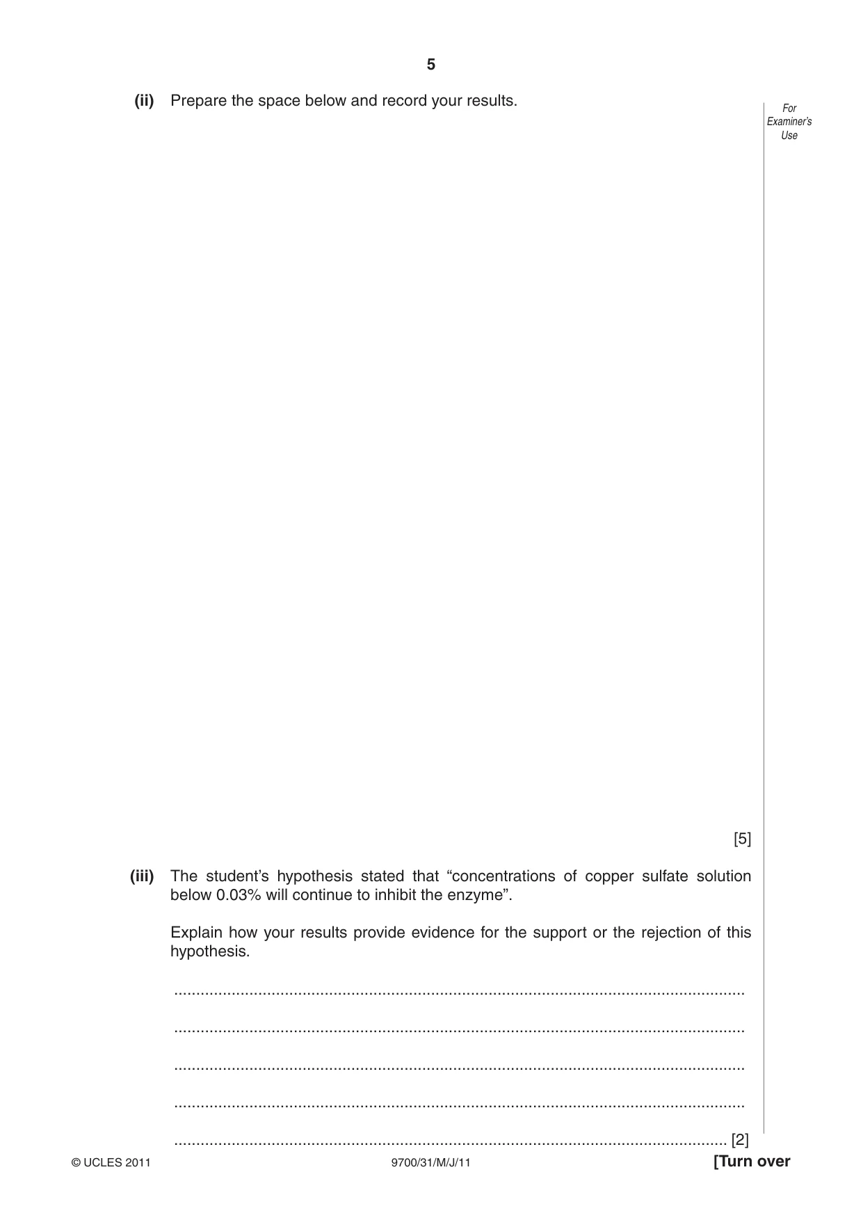 Cambridge A Level Biology 9700 2011 May/June Paper 3 · Variant 1 question paper, page 5 of 12