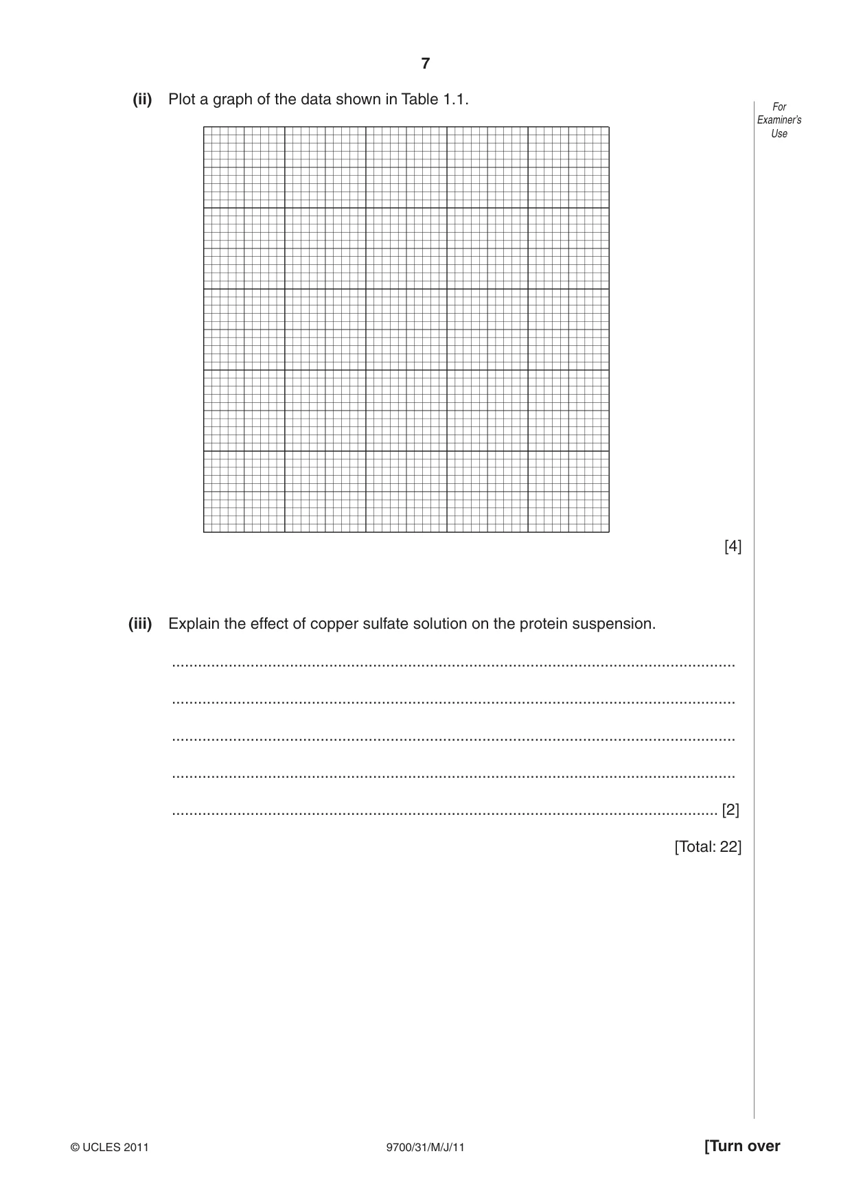 Cambridge A Level Biology 9700 2011 May/June Paper 3 · Variant 1 question paper, page 7 of 12