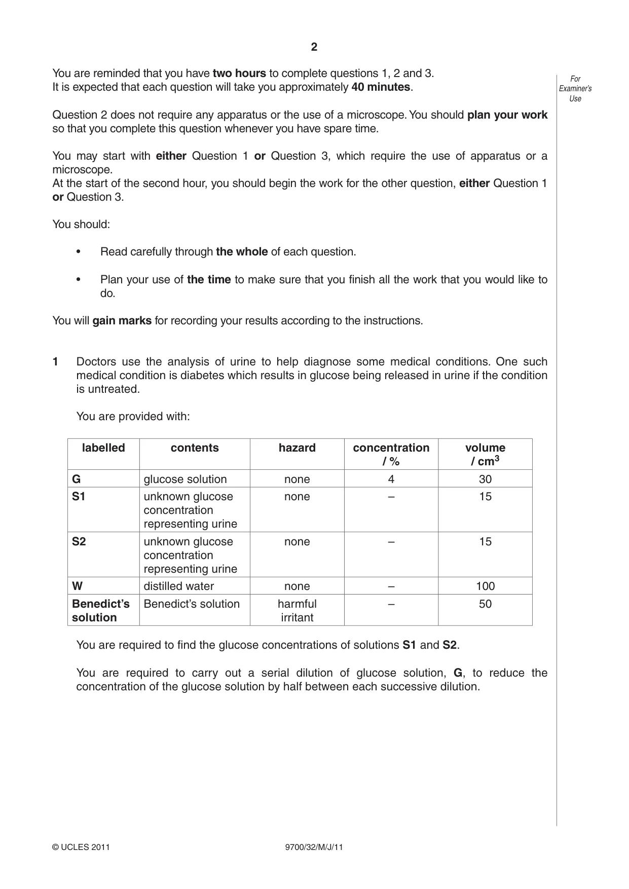 Cambridge A Level Biology 9700 2011 May/June Paper 3 · Variant 2 question paper, page 2 of 12