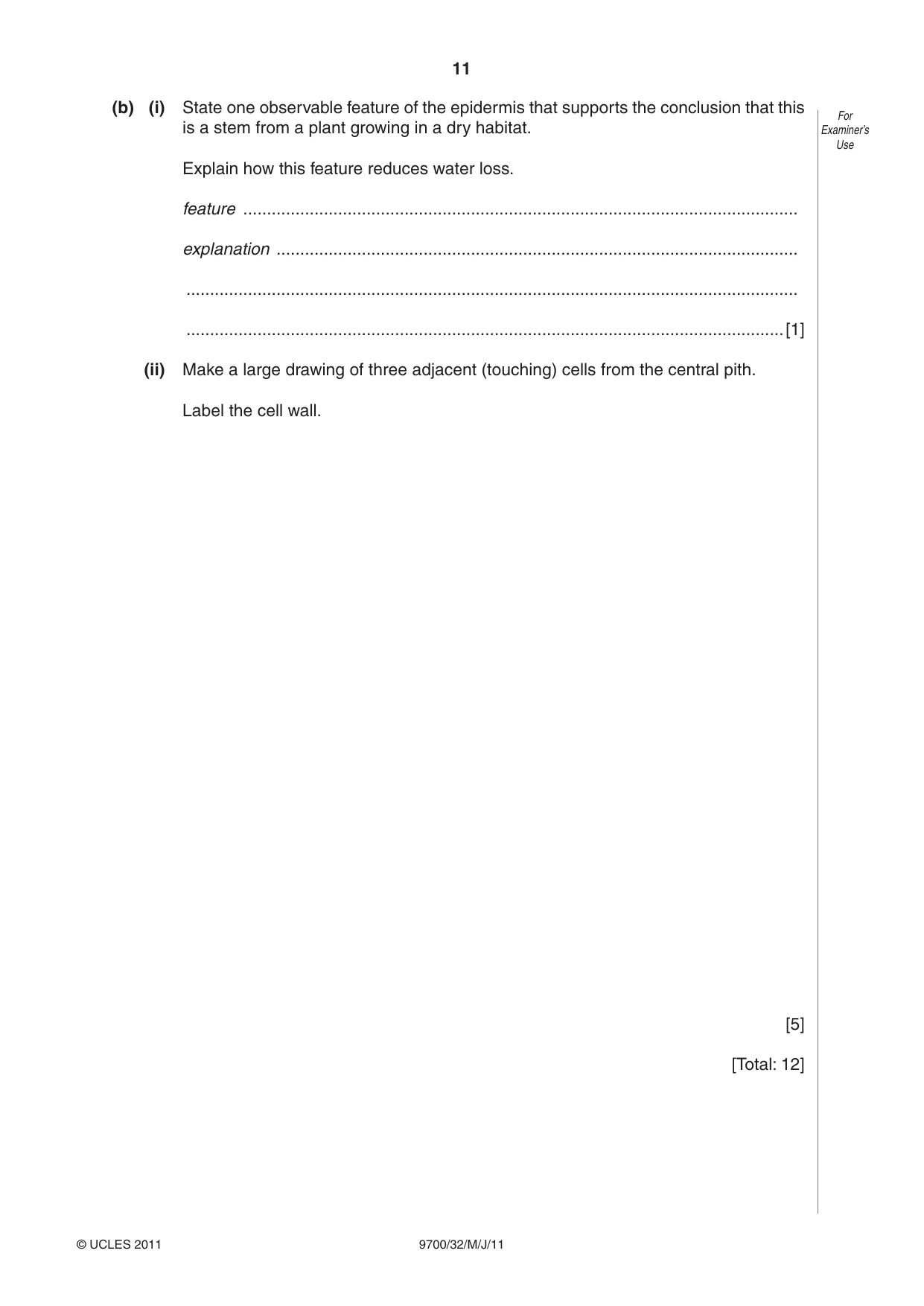 Cambridge A Level Biology 9700 2011 May/June Paper 3 · Variant 2 question paper, page 11 of 12