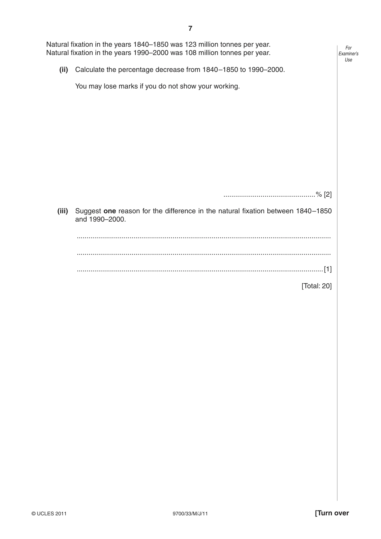 Cambridge A Level Biology 9700 2011 May/June Paper 3 · Variant 3 question paper, page 7 of 12