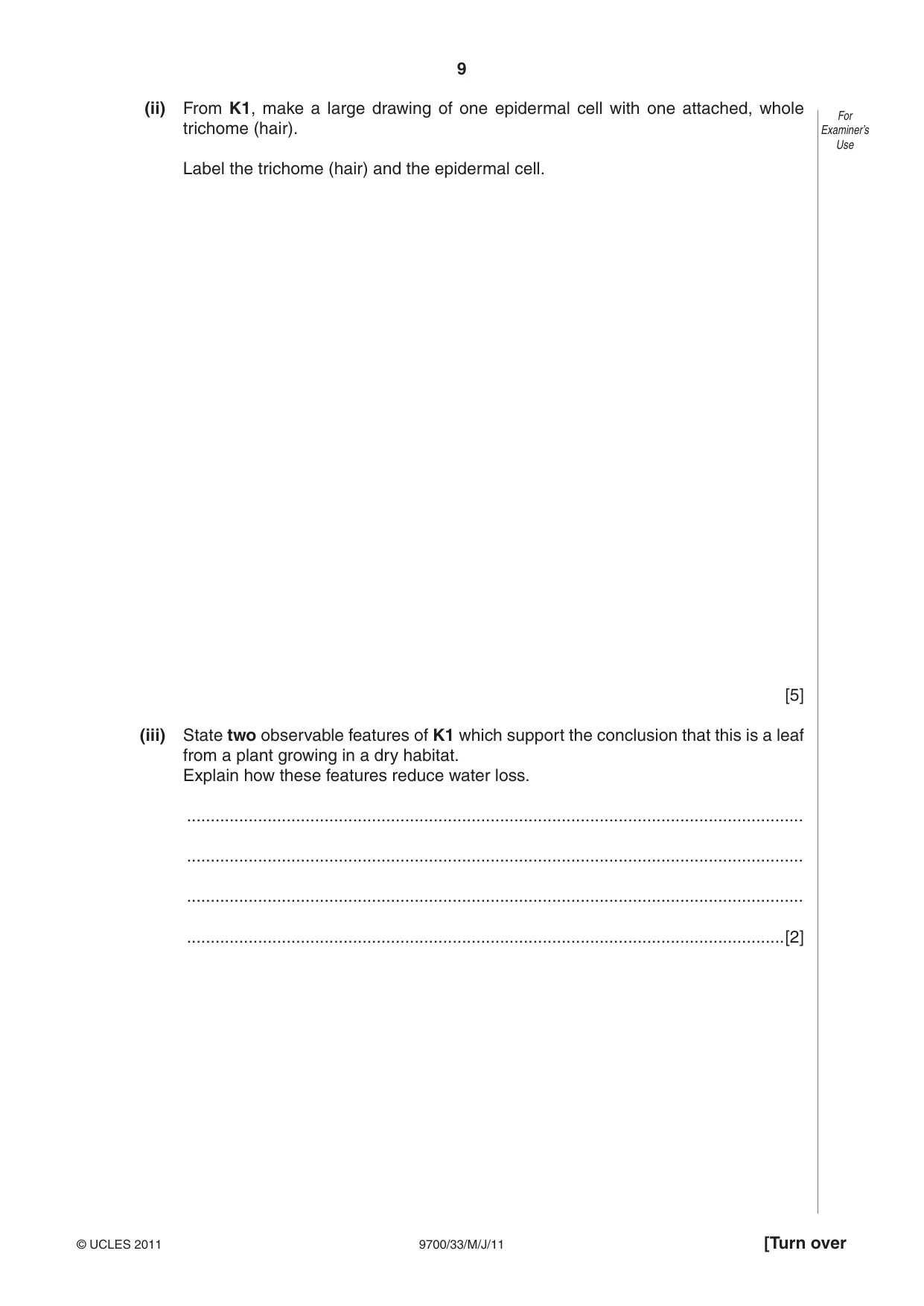Cambridge A Level Biology 9700 2011 May/June Paper 3 · Variant 3 question paper, page 9 of 12