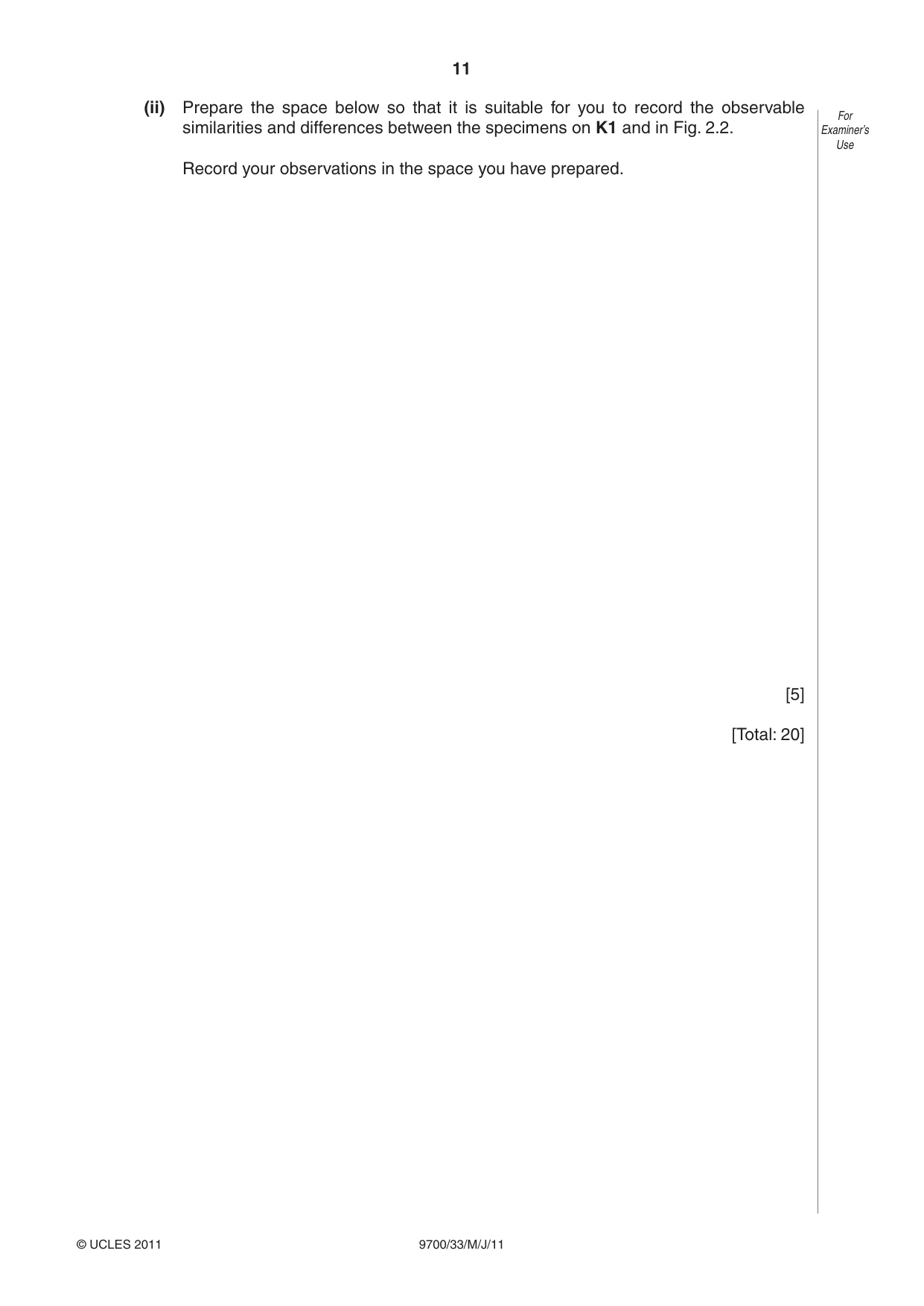 Cambridge A Level Biology 9700 2011 May/June Paper 3 · Variant 3 question paper, page 11 of 12