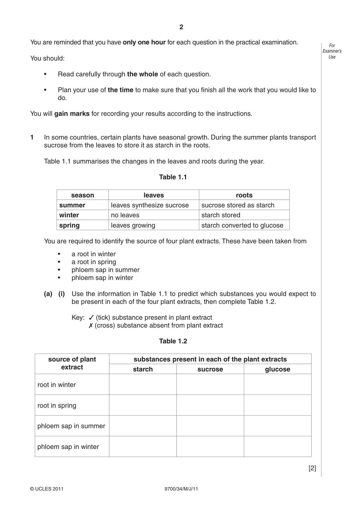 Cambridge A Level Biology 9700 2011 May/June Paper 3 · Variant 4 question paper, page 2 of 12