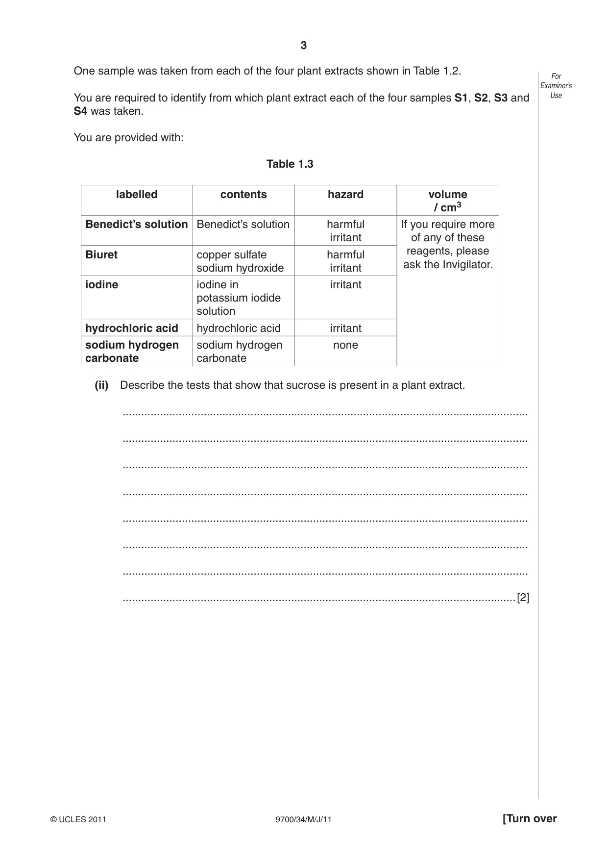 Cambridge A Level Biology 9700 2011 May/June Paper 3 · Variant 4 question paper, page 3 of 12