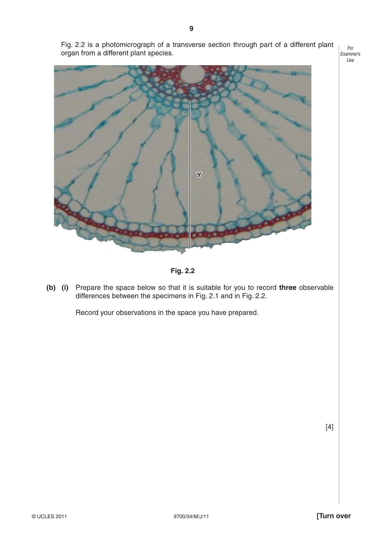 Cambridge A Level Biology 9700 2011 May/June Paper 3 · Variant 4 question paper, page 9 of 12