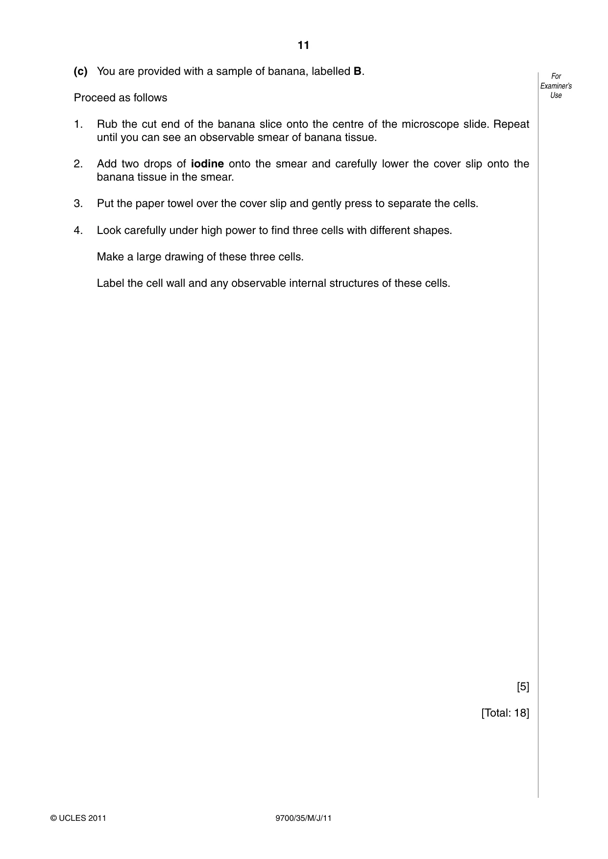 Cambridge A Level Biology 9700 2011 May/June Paper 3 · Variant 5 question paper, page 11 of 12