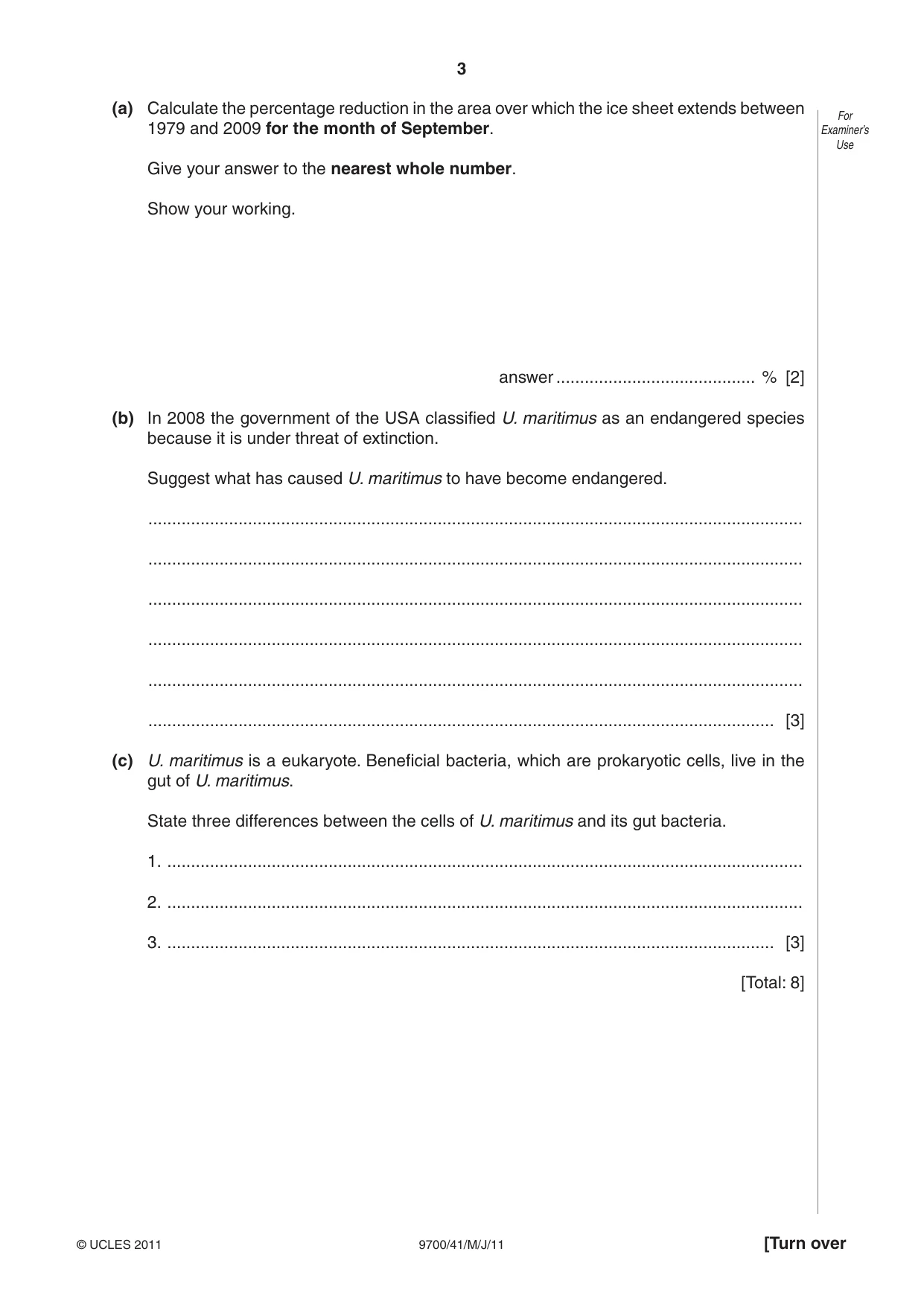 Cambridge A Level Biology 9700 2011 May/June Paper 4 · Variant 1 question paper, page 3 of 28