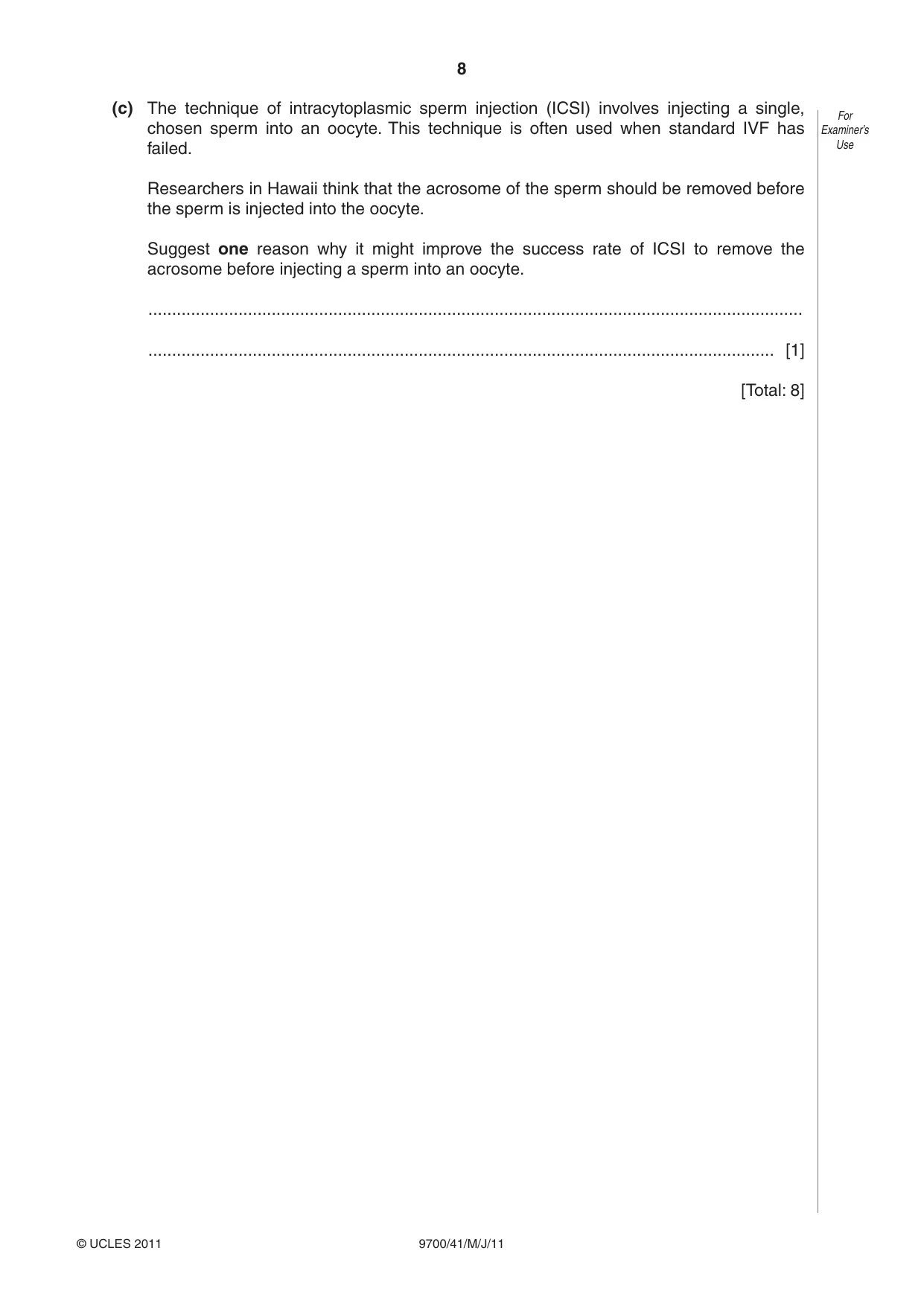 Cambridge A Level Biology 9700 2011 May/June Paper 4 · Variant 1 question paper, page 8 of 28