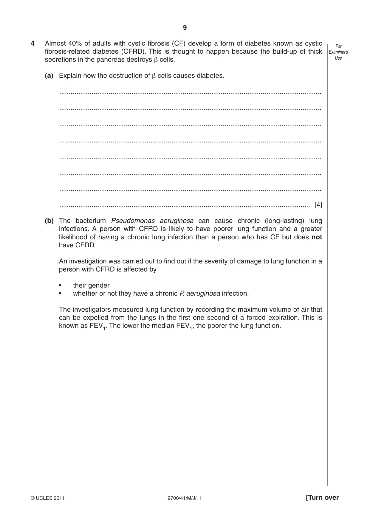 Cambridge A Level Biology 9700 2011 May/June Paper 4 · Variant 1 question paper, page 9 of 28