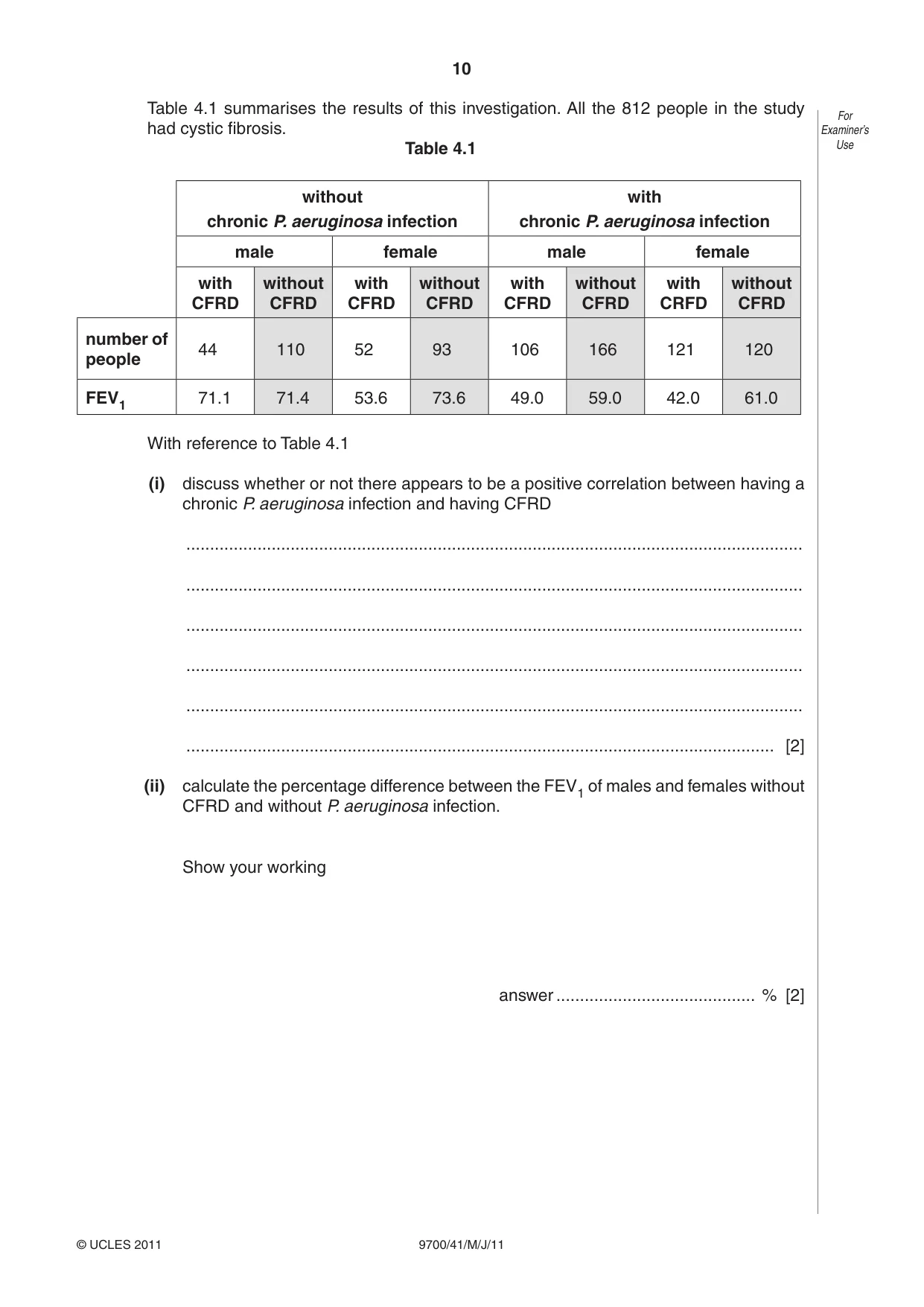 Cambridge A Level Biology 9700 2011 May/June Paper 4 · Variant 1 question paper, page 10 of 28