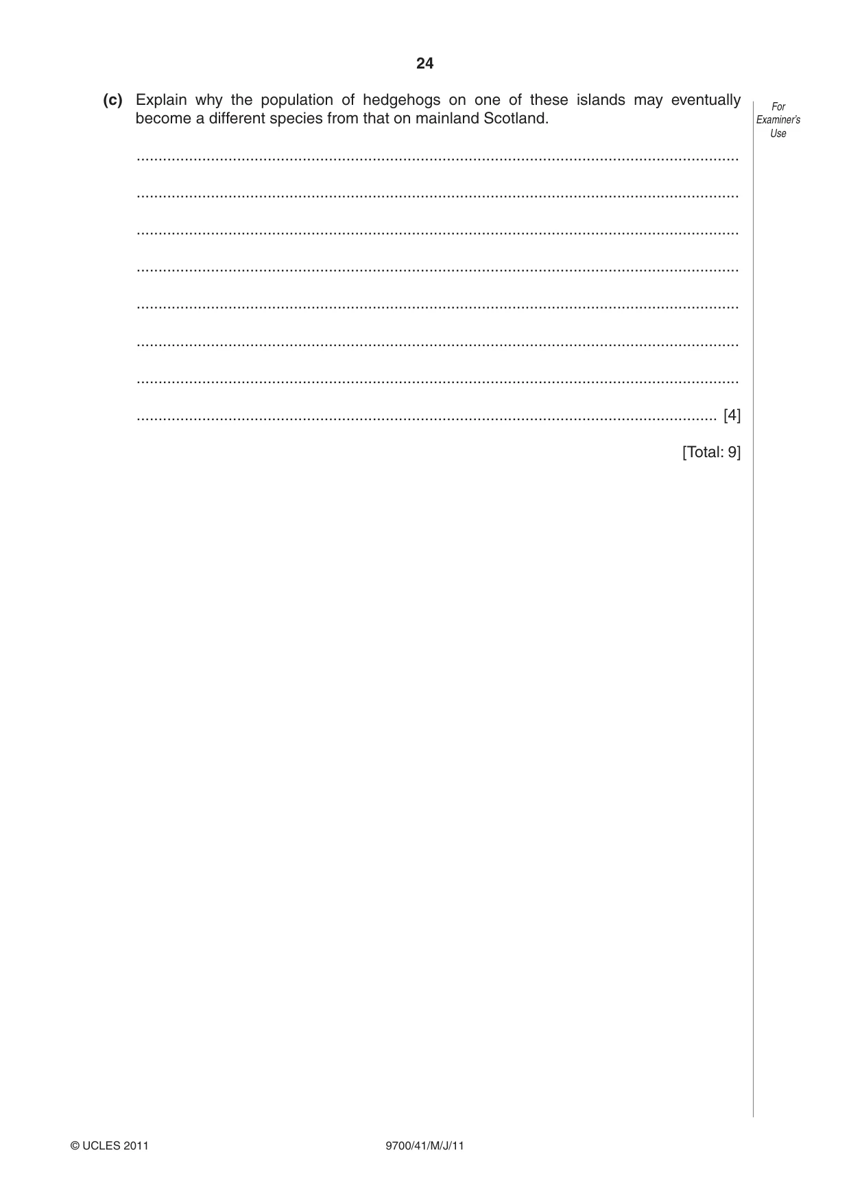 Cambridge A Level Biology 9700 2011 May/June Paper 4 · Variant 1 question paper, page 24 of 28