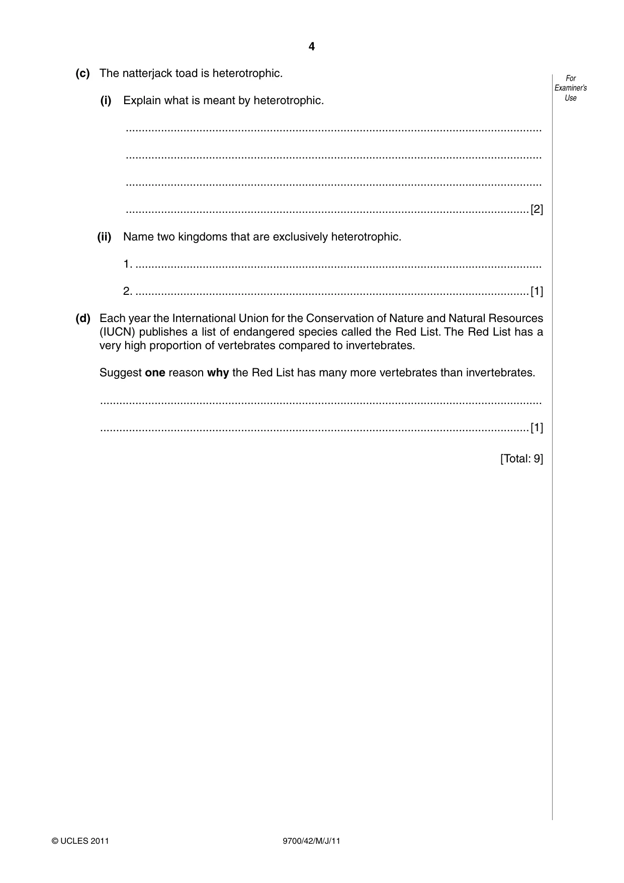 Cambridge A Level Biology 9700 2011 May/June Paper 4 · Variant 2 question paper, page 4 of 24